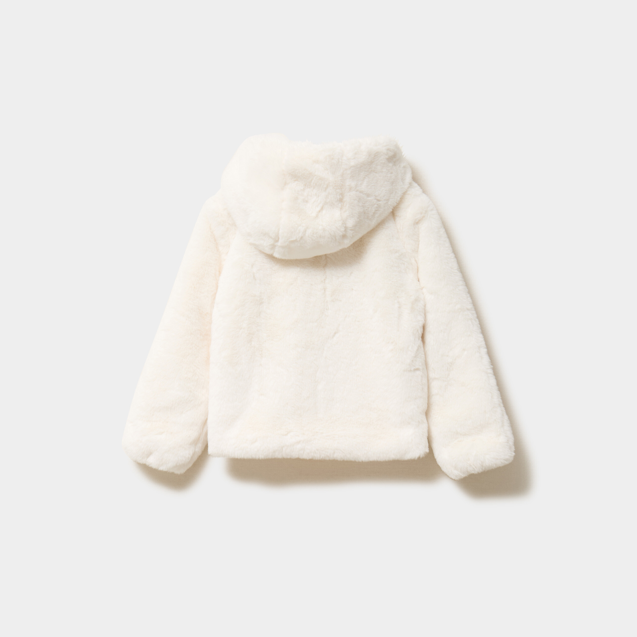 Blouson fausse fourrure &agrave; capuche ivoire fille