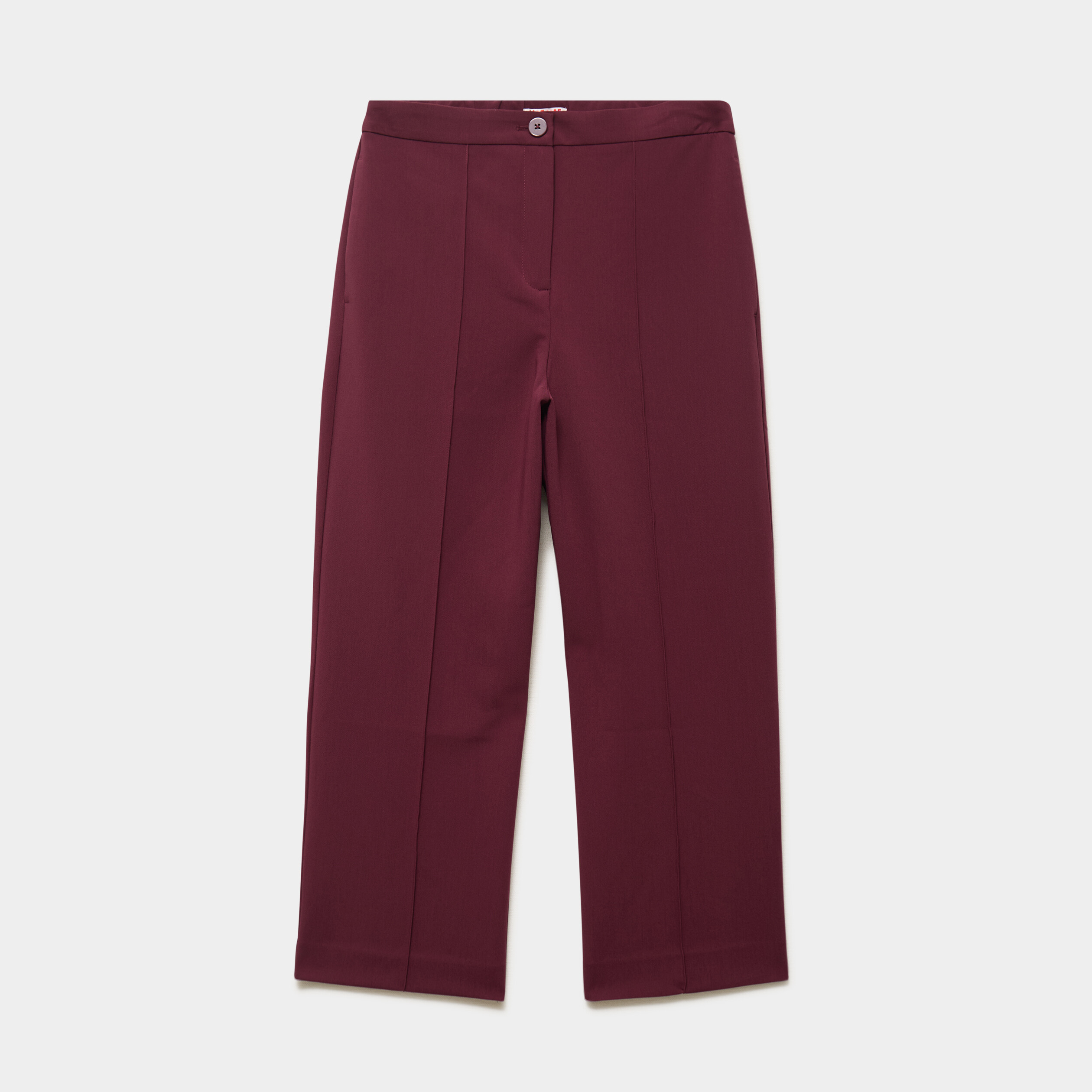 Pantalon droit 7/8&egrave;me &agrave; pinces violet fonc&eacute; femme