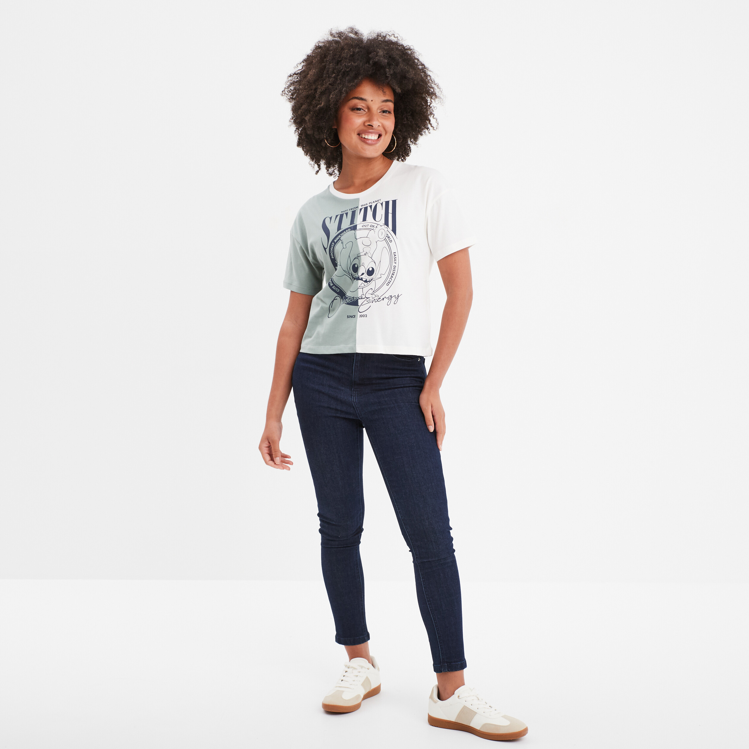 T-shirt manches courtes coton Stitch multicolore femme
