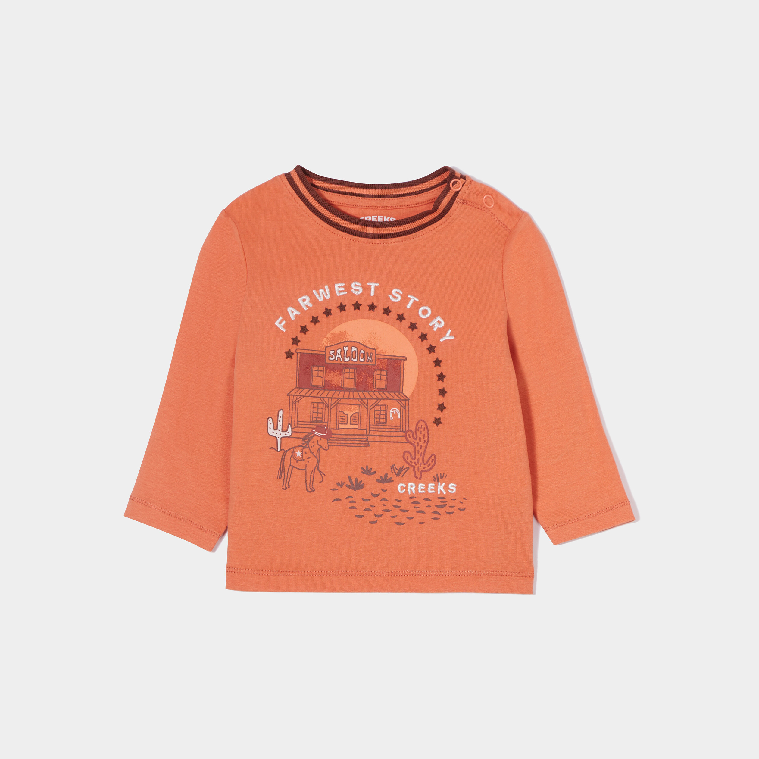 T-shirt manches longues Creeks orange bébé garçon