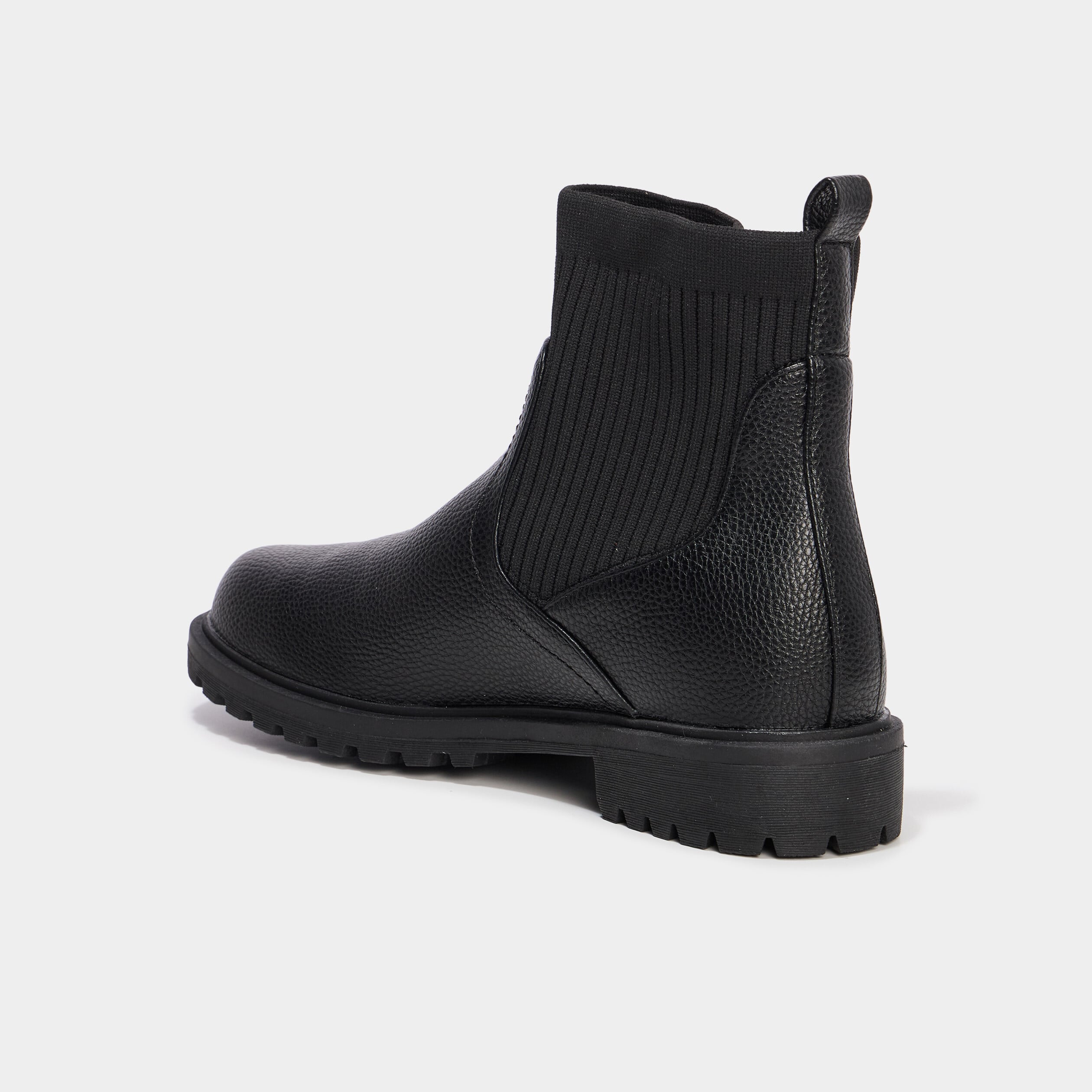 Boots chaussettes crant&eacute;es noir femme