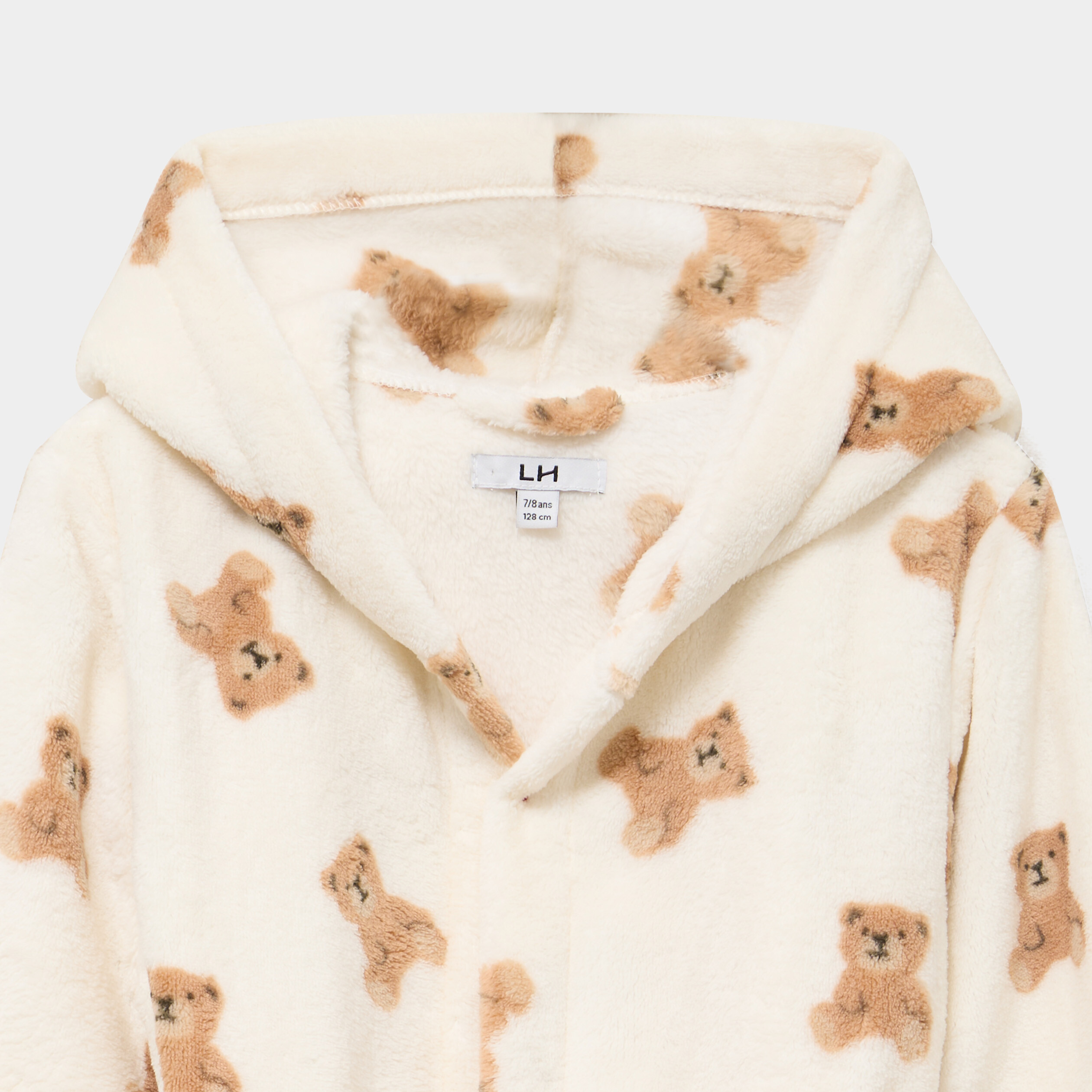 Peignoir &agrave; capuche effet polaire creme fille