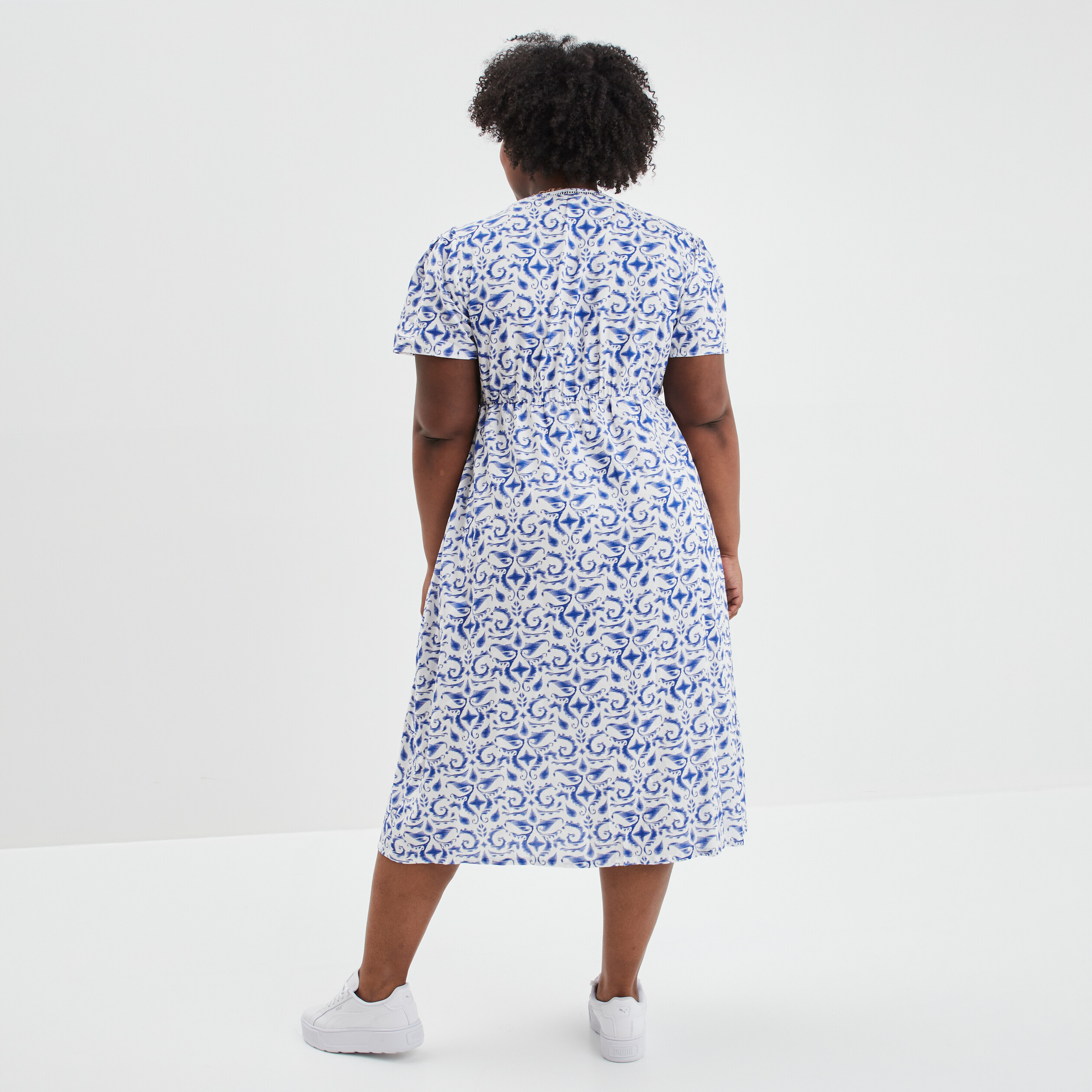 robe midi cintree portefeuille modavista ecru femmegt Robe midi cintrée portefeuille Modavista ecru femme grande taille