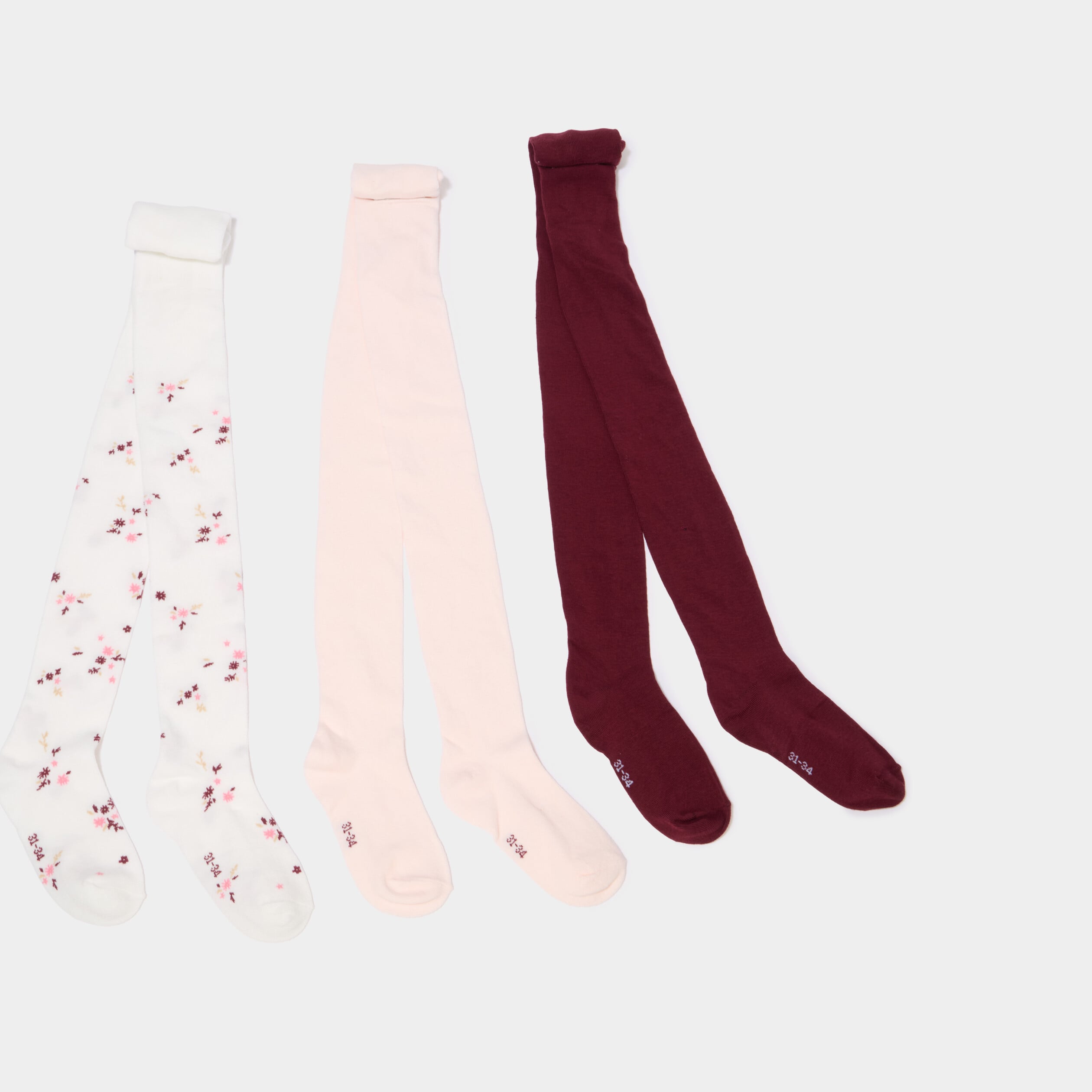 Lot 3 collants coton majoritaire ivoire fille