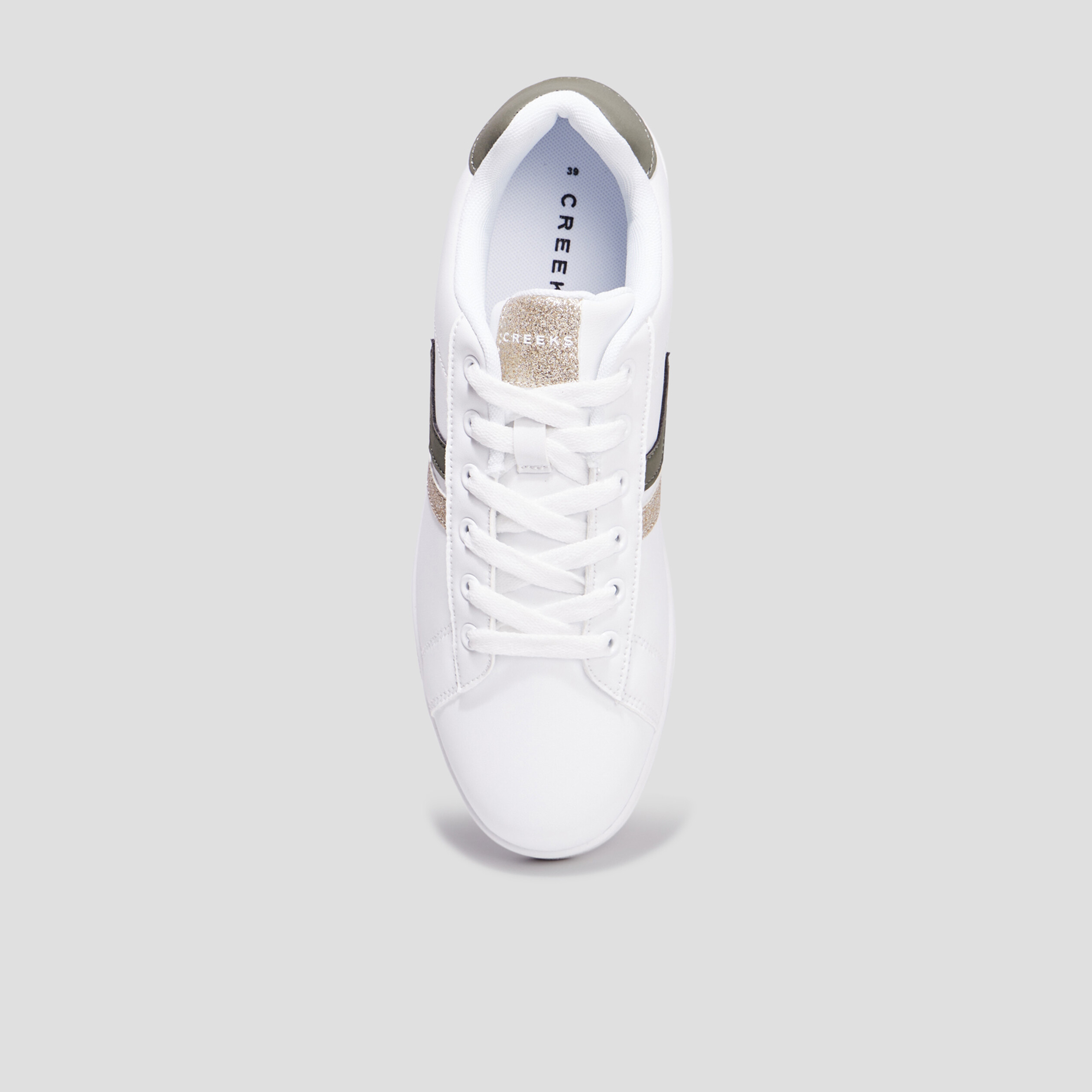 Tennis &agrave; lacets d&eacute;tails paillet&eacute;s Creeks vert kaki femme