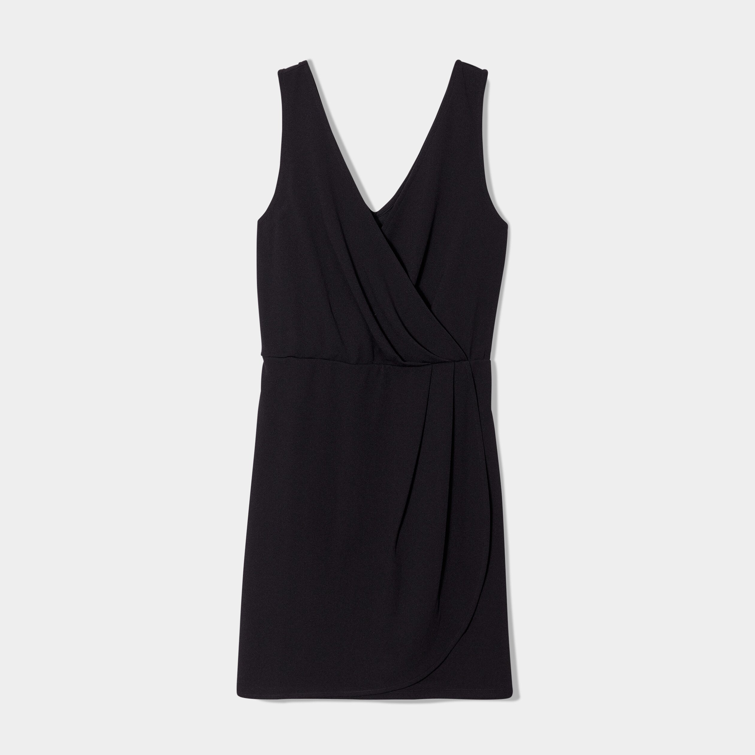Robe portefeuille plis taille noir femme