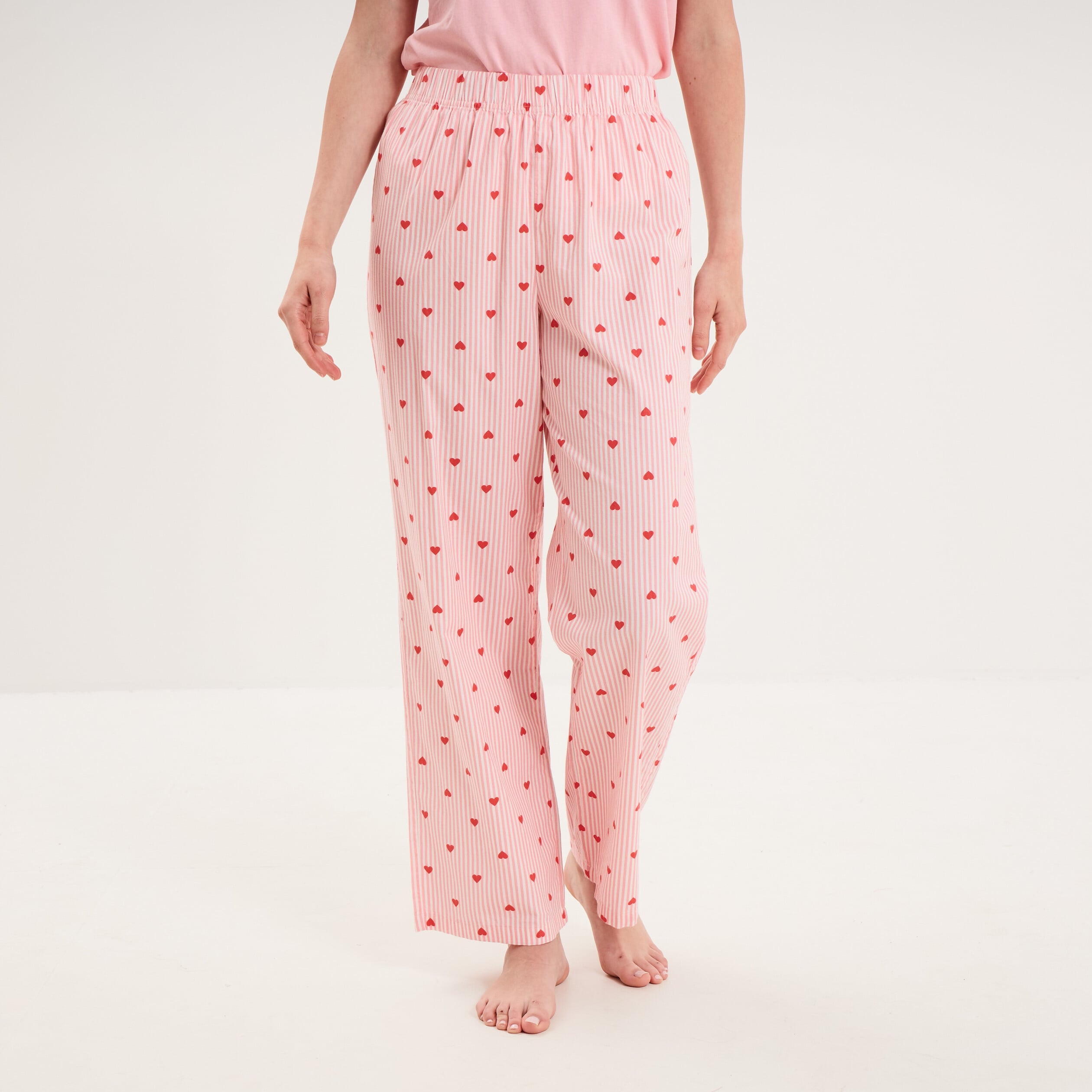 Pantalon de pyjama droit coton ecru femme
