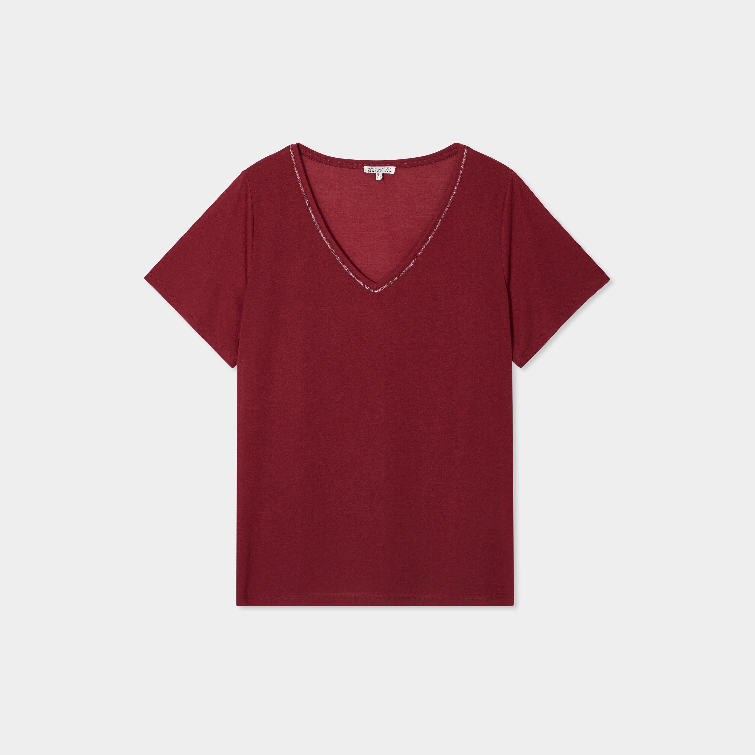 t shirt manches courtes col v bordeaux femmegt T-shirt manches courtes col V bordeaux femme grande taille