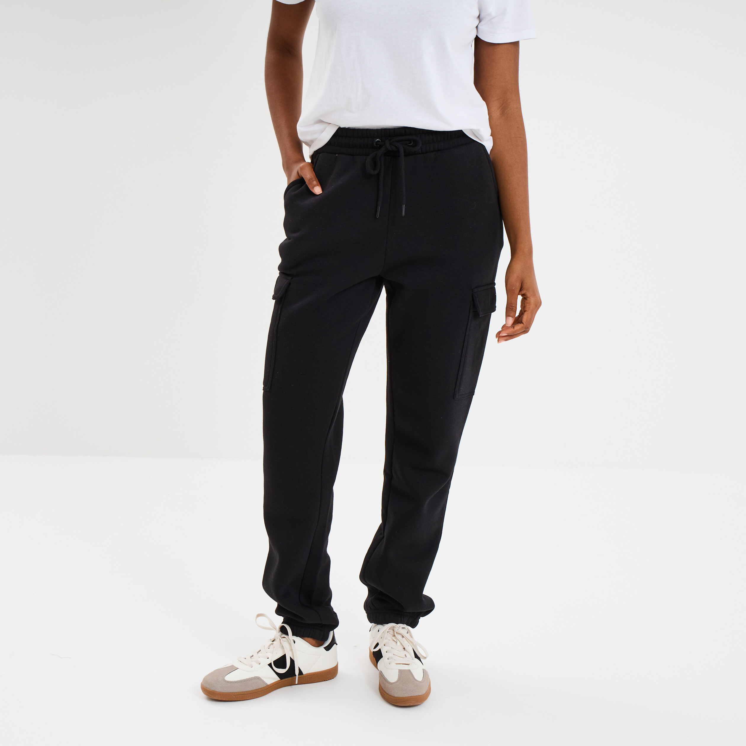 pantalon de jogging coupe battle noir femme Pantalon de jogging coupe battle noir femme