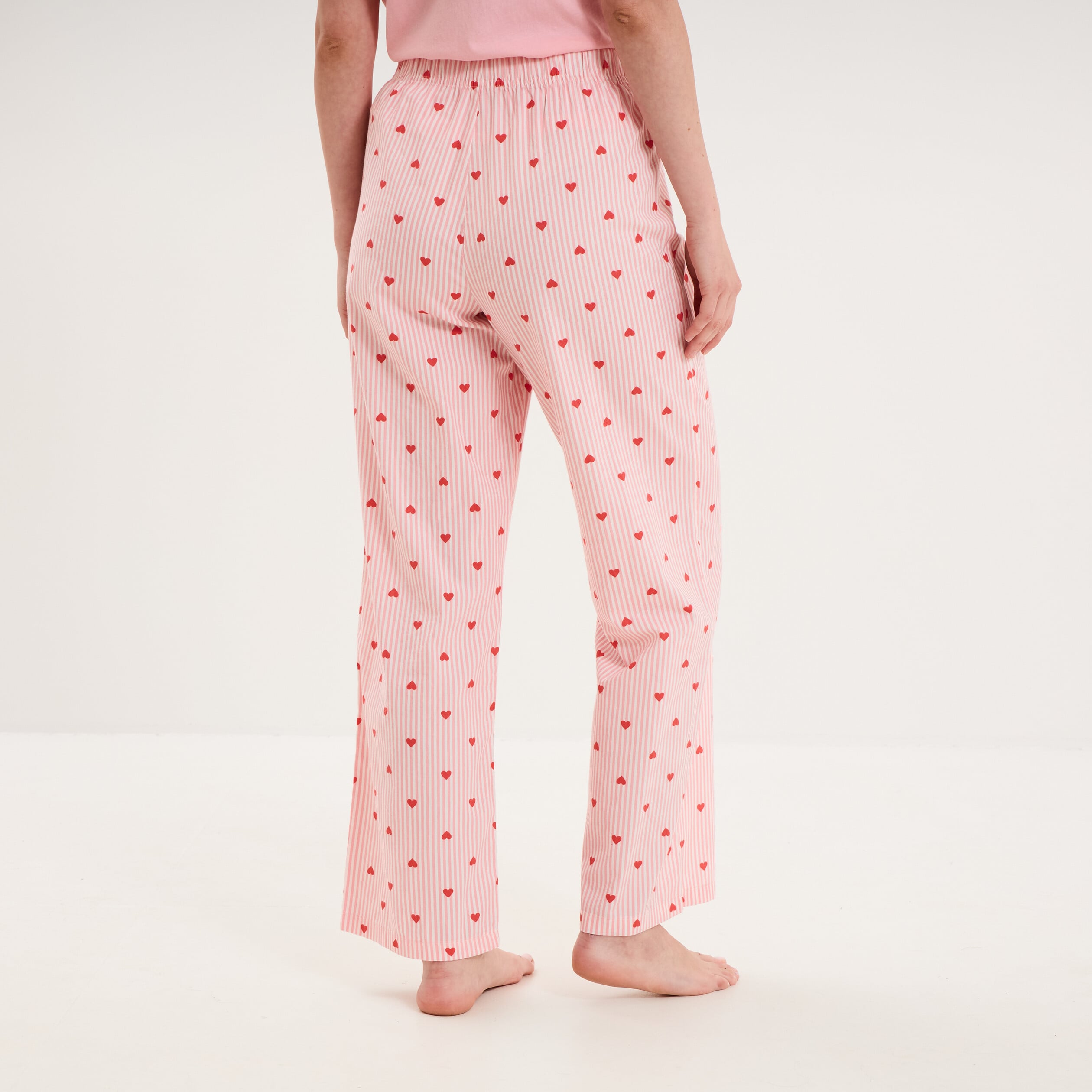 Pantalon de pyjama droit coton ecru femme