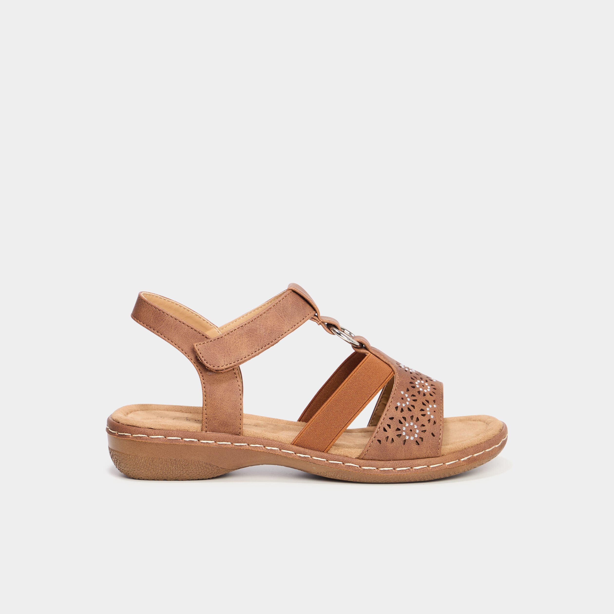 Sandales talons compens&eacute;s marron clair femme