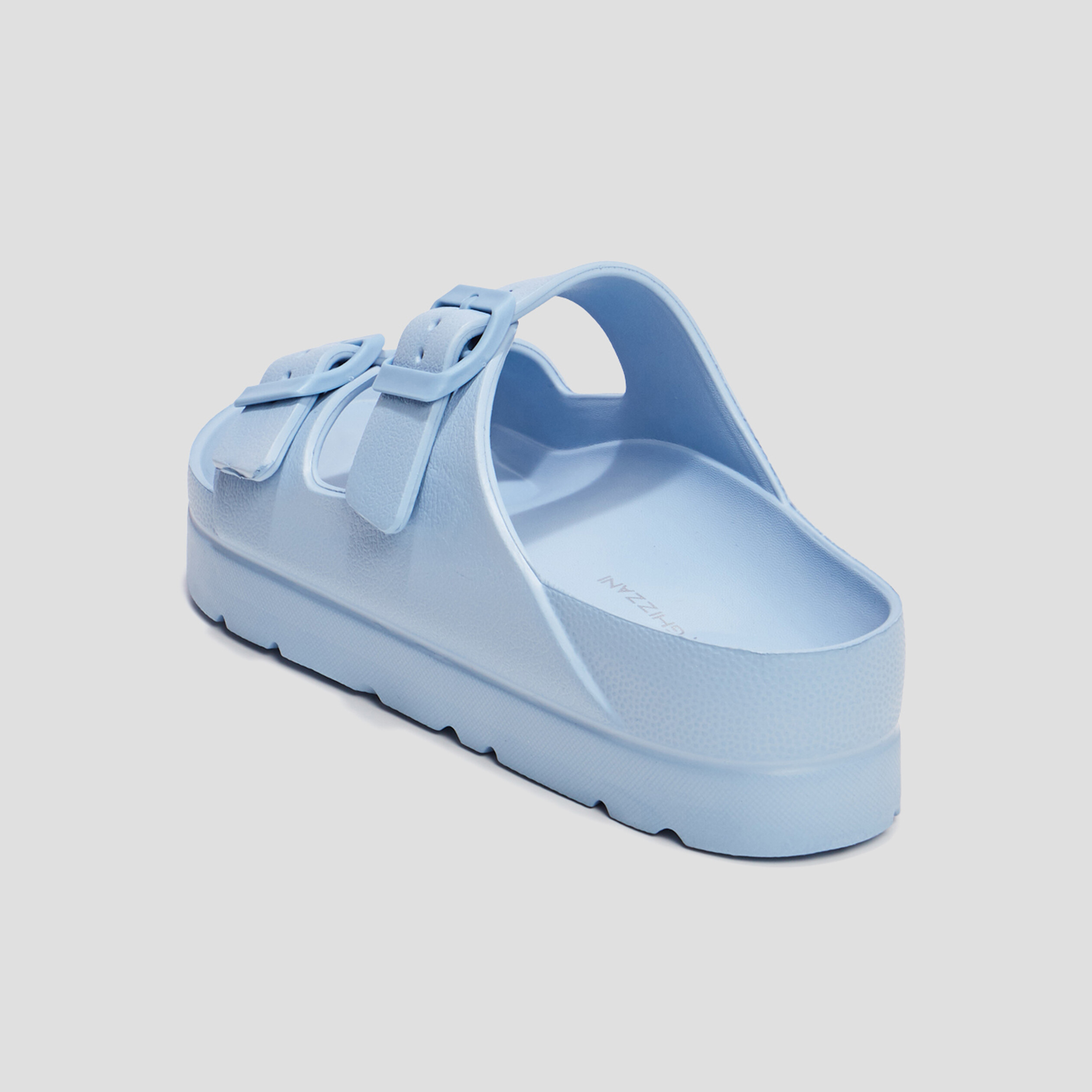 Mules de plage plateformes bleu femme