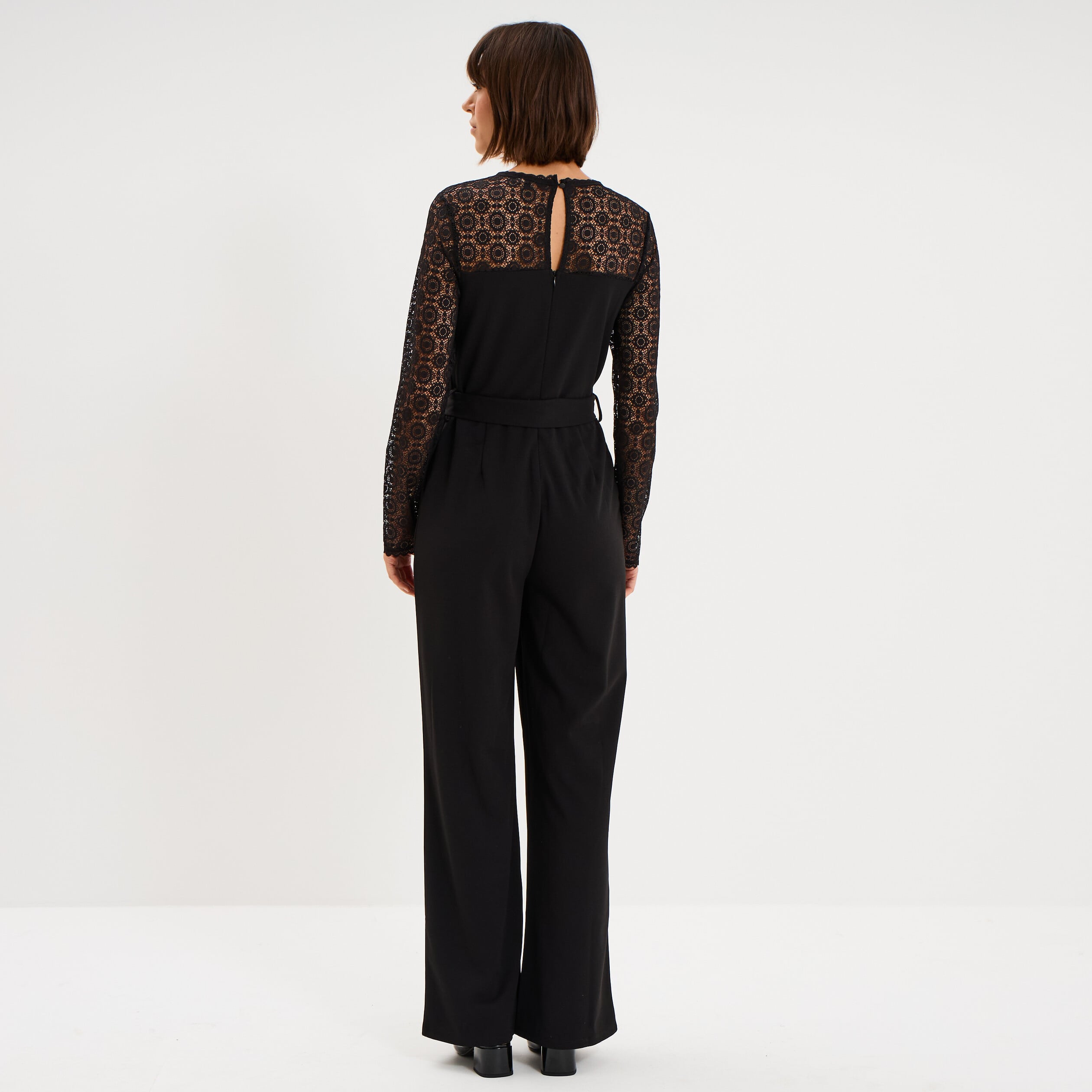 Combinaison pantalon avec dentelle noir femme