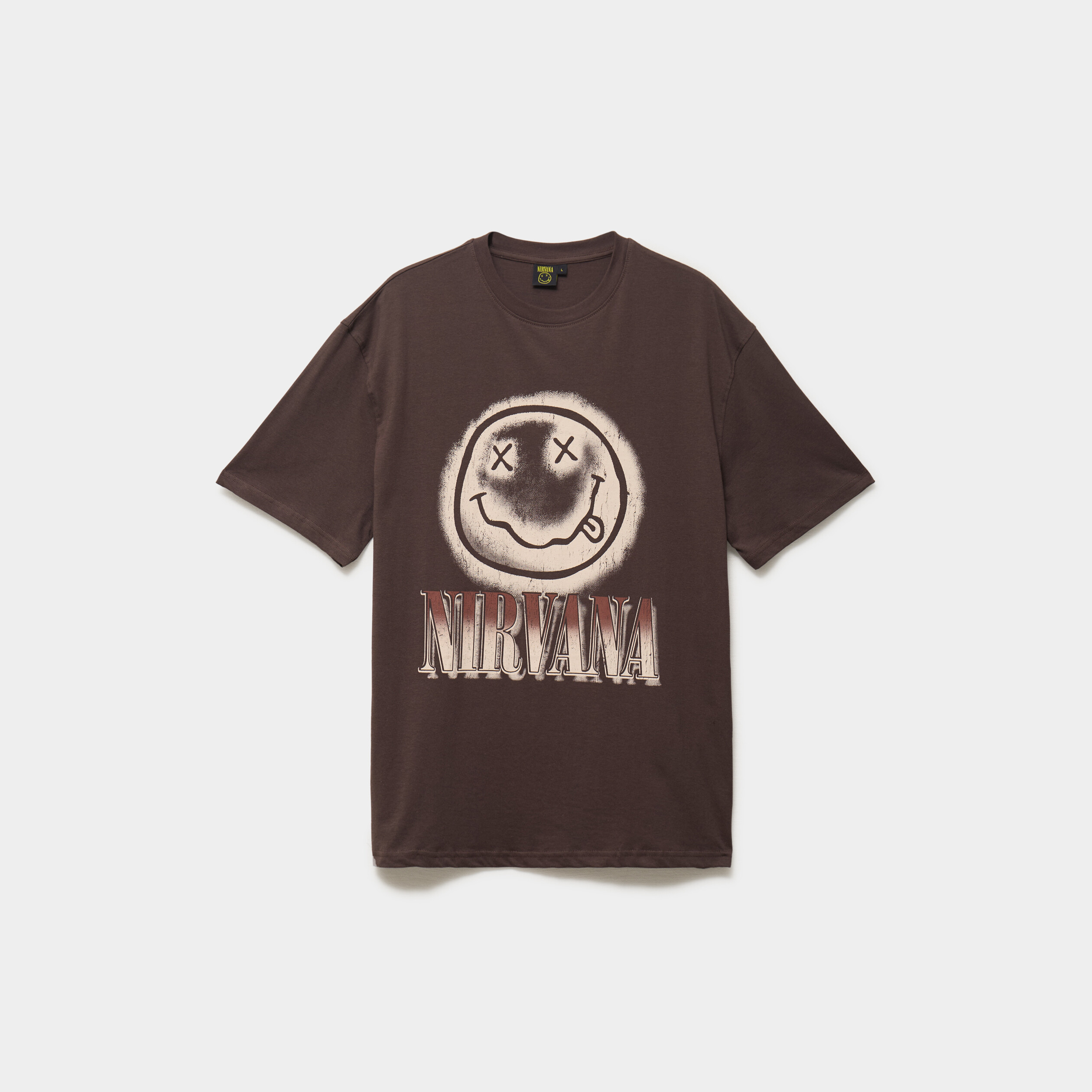 T-shirt manches courtes coton Nirvana marron fonc&eacute; homme