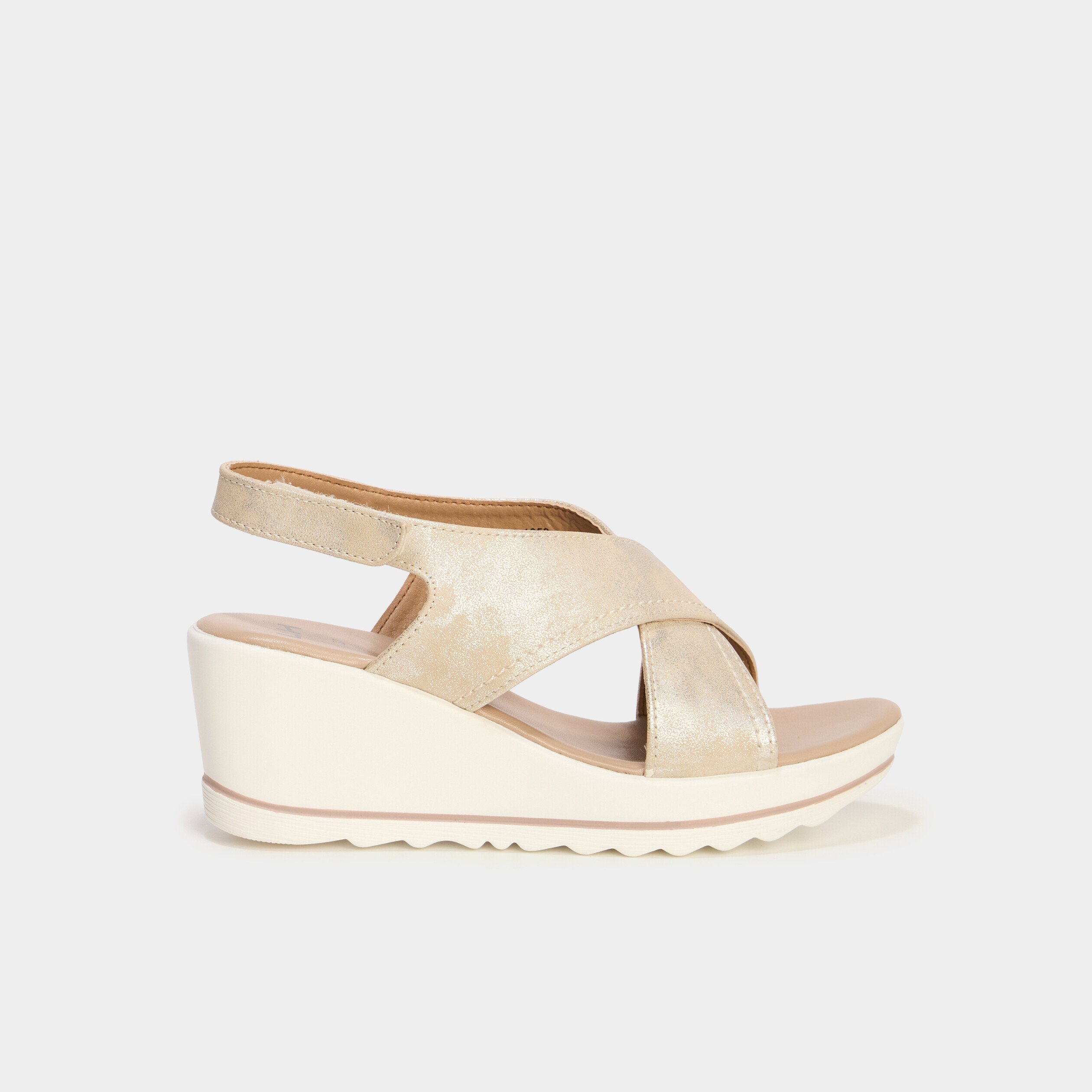 sandales compensees brides croisees jaune or femme Sandales compensées brides croisées jaune or femme