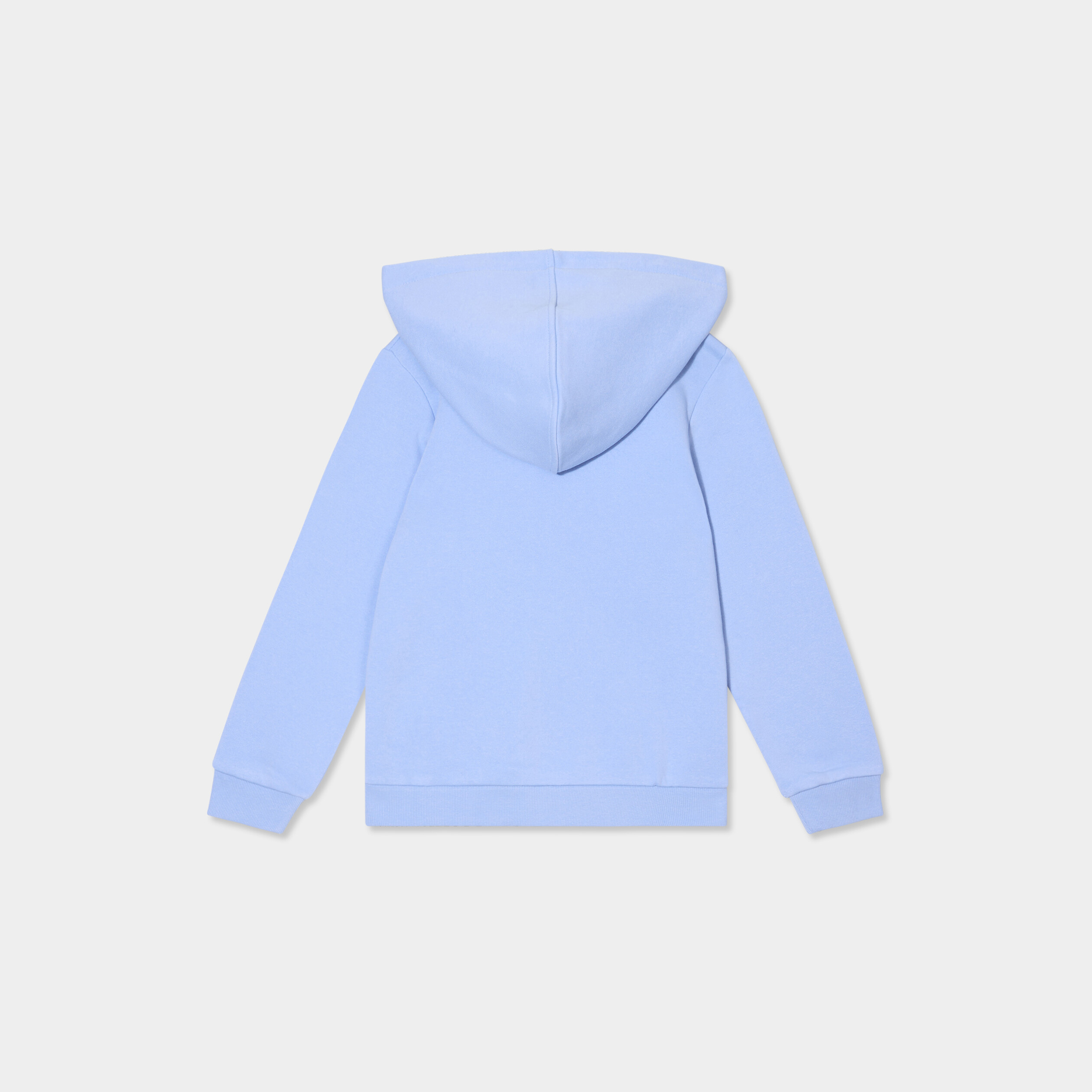 Sweat zipp&eacute; &agrave; capuche droit molleton bleu clair fille