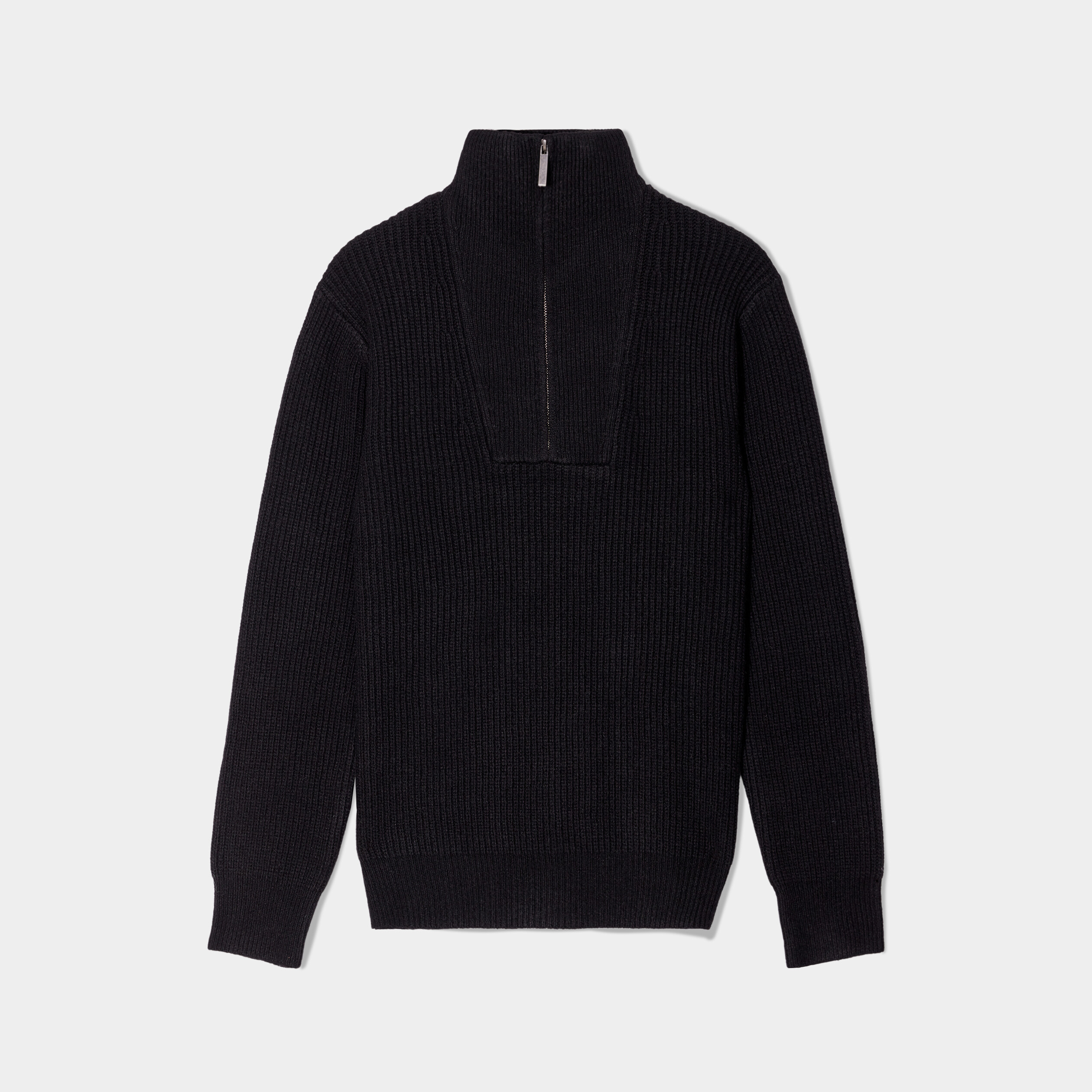 Pull avec col camionneur côtelé noir homme