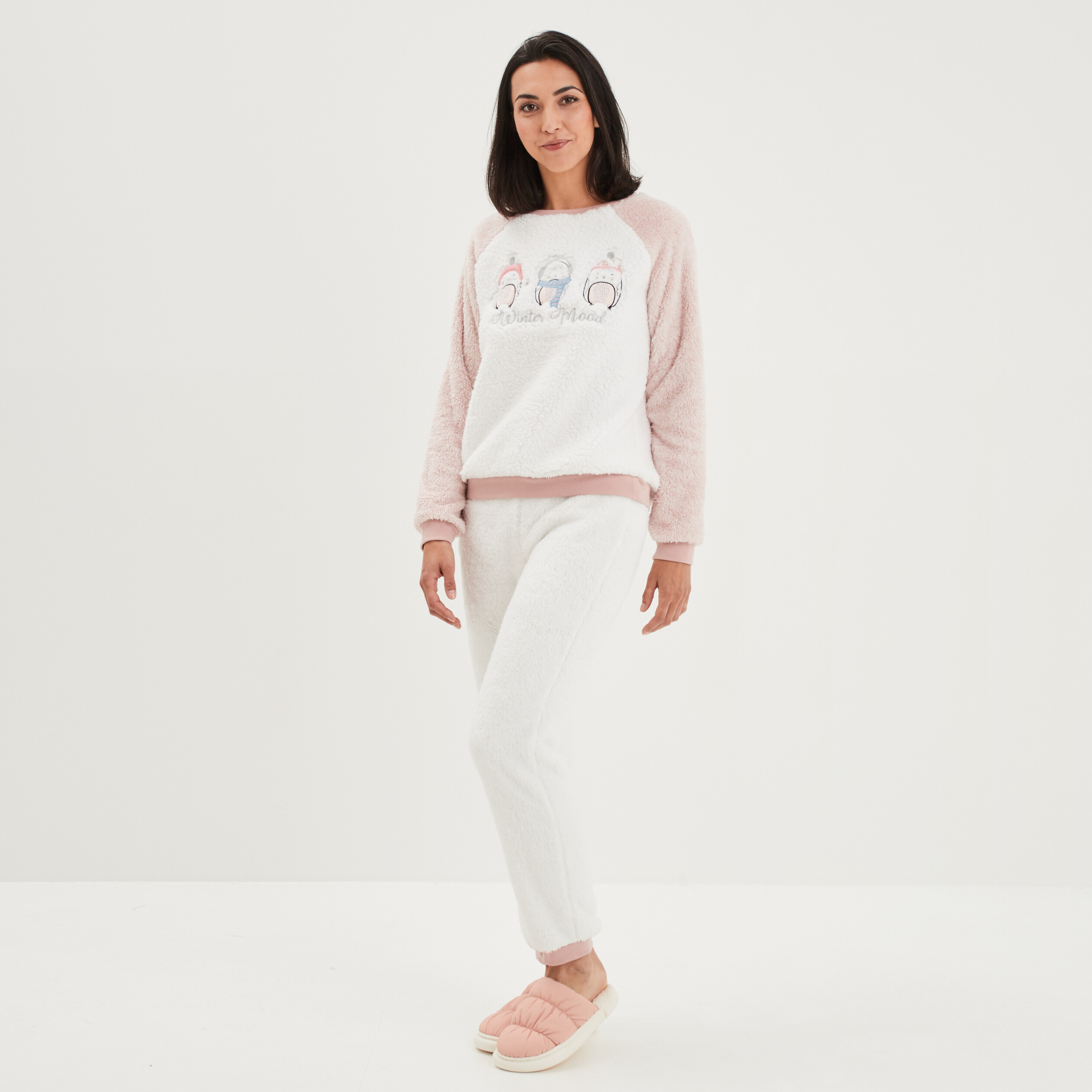 Ensemble pyjama pantalon pilou rose pastel femme