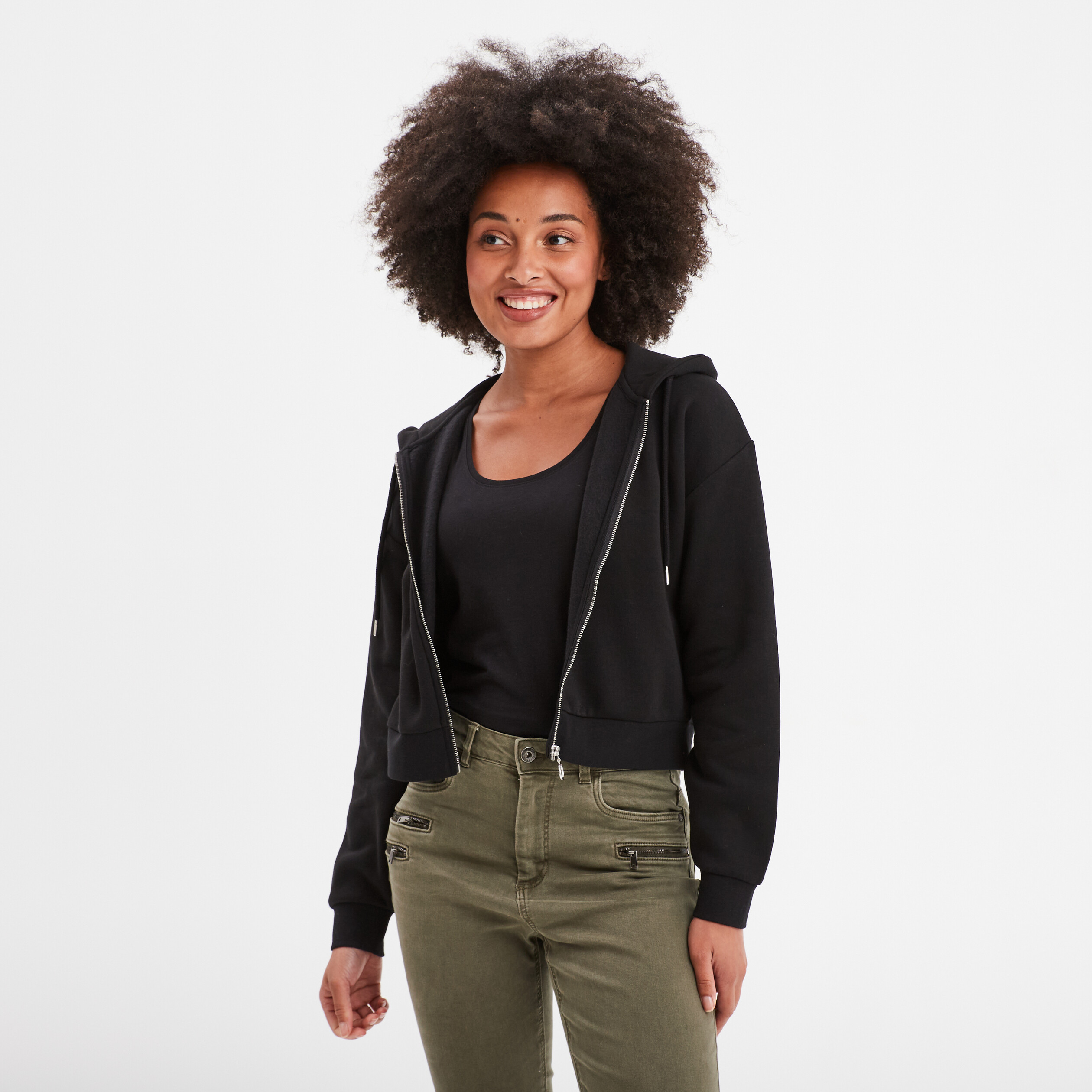 Pantalon Court Skinny Cache Avec Fermeture éclair à La Cheville - Taille 0 (W26) - Noir - Occasion Très Bon état