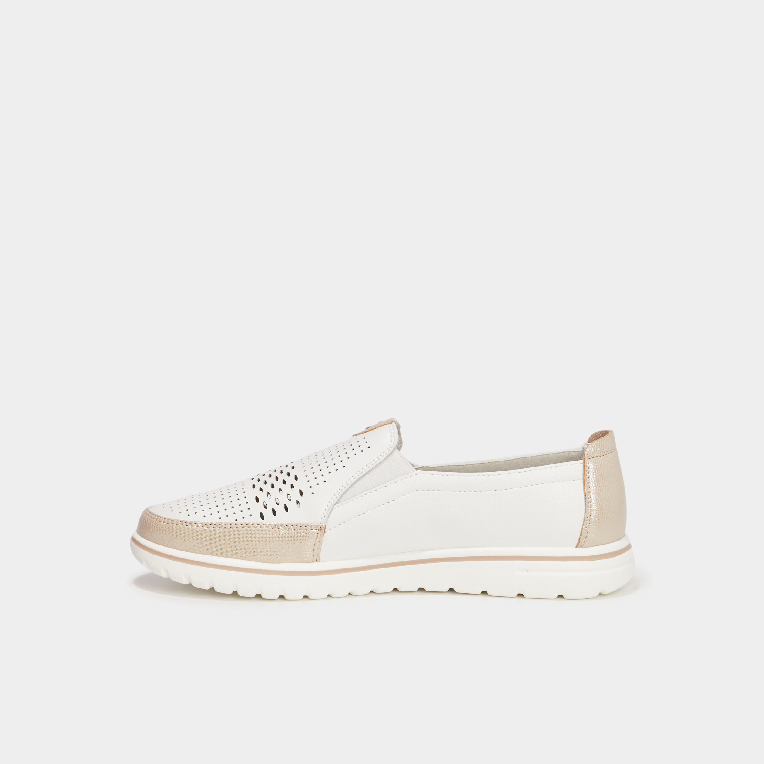 Mocassins pied large Confortissimo blanc femme