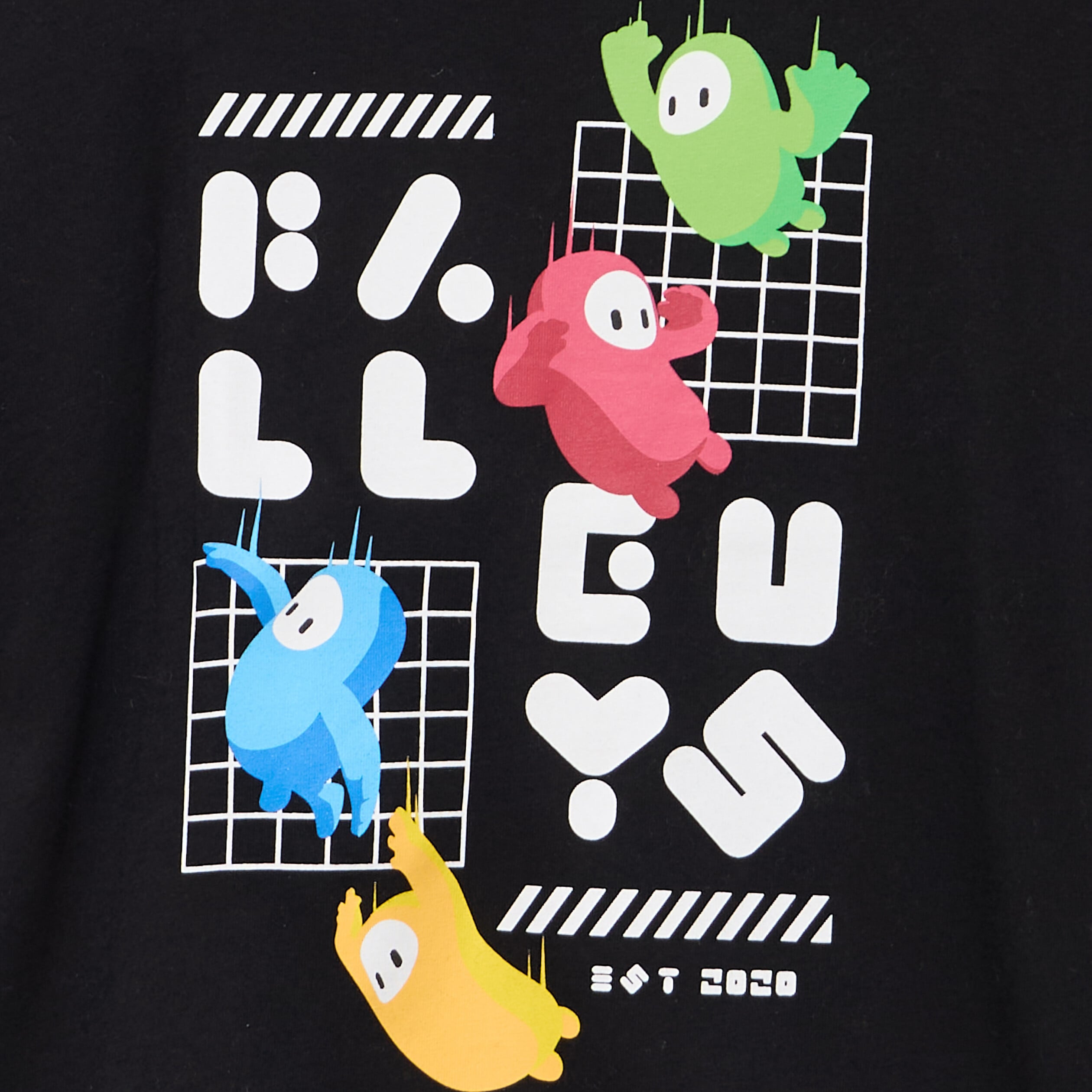 T-shirt manches courtes coton Fall Guys noir gar&ccedil;on