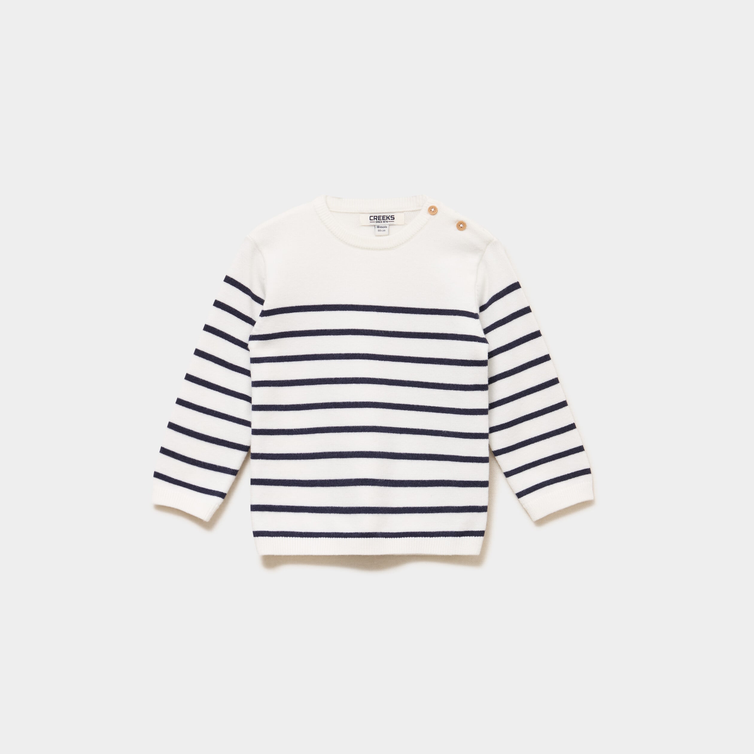Pull marini&egrave;re col rond manches longues ivoire b&eacute;b&eacute; gar&ccedil;on