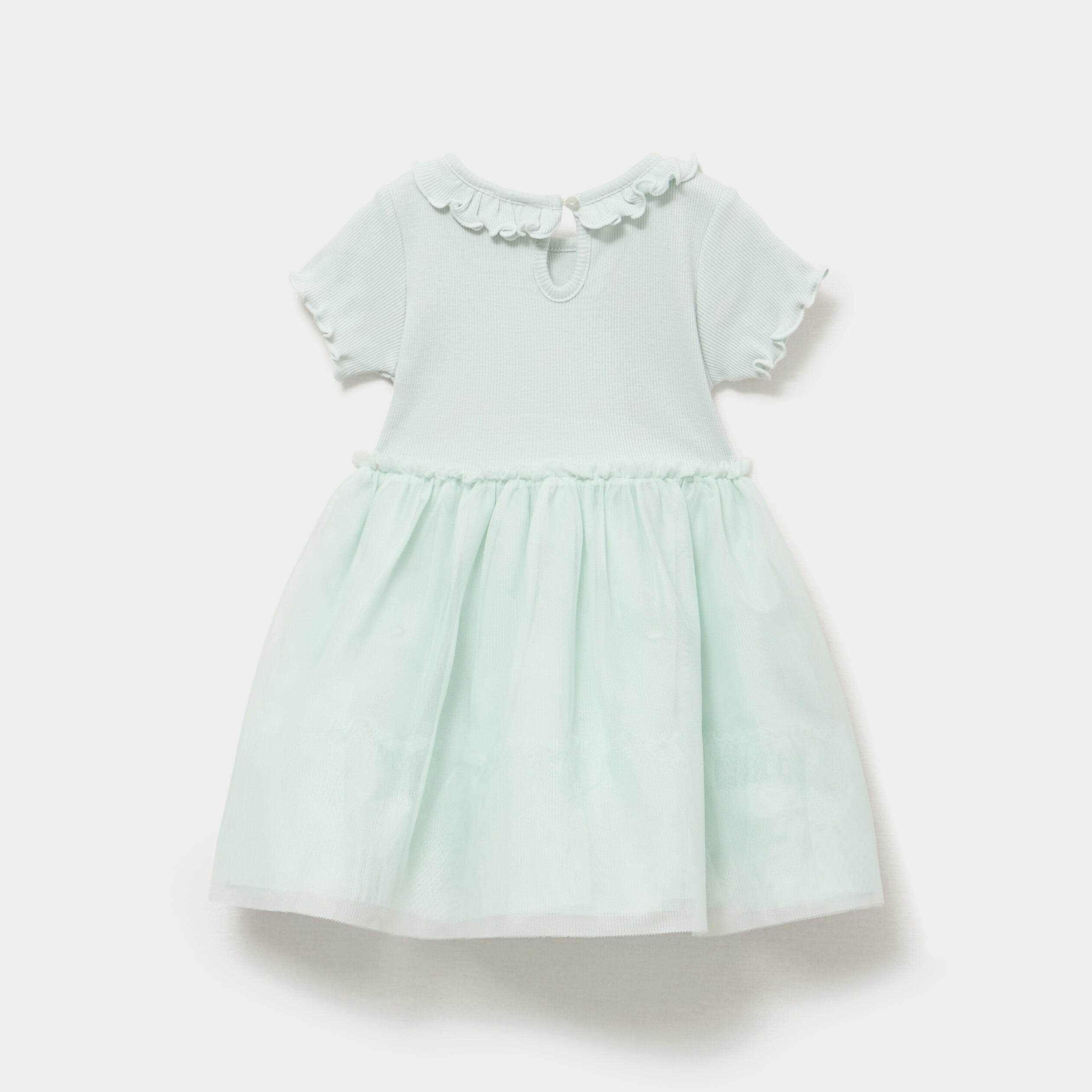 Robe c&ocirc;tel&eacute;e bas en tulle col claudine vert pastel b&eacute;b&eacute; fille