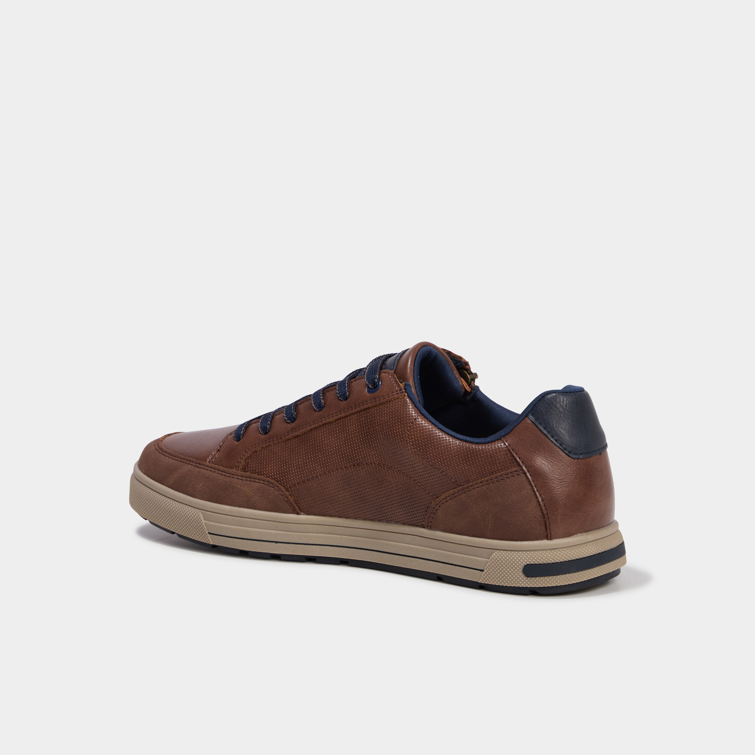 Baskets zipp&eacute;es &agrave; lacets confort marron homme
