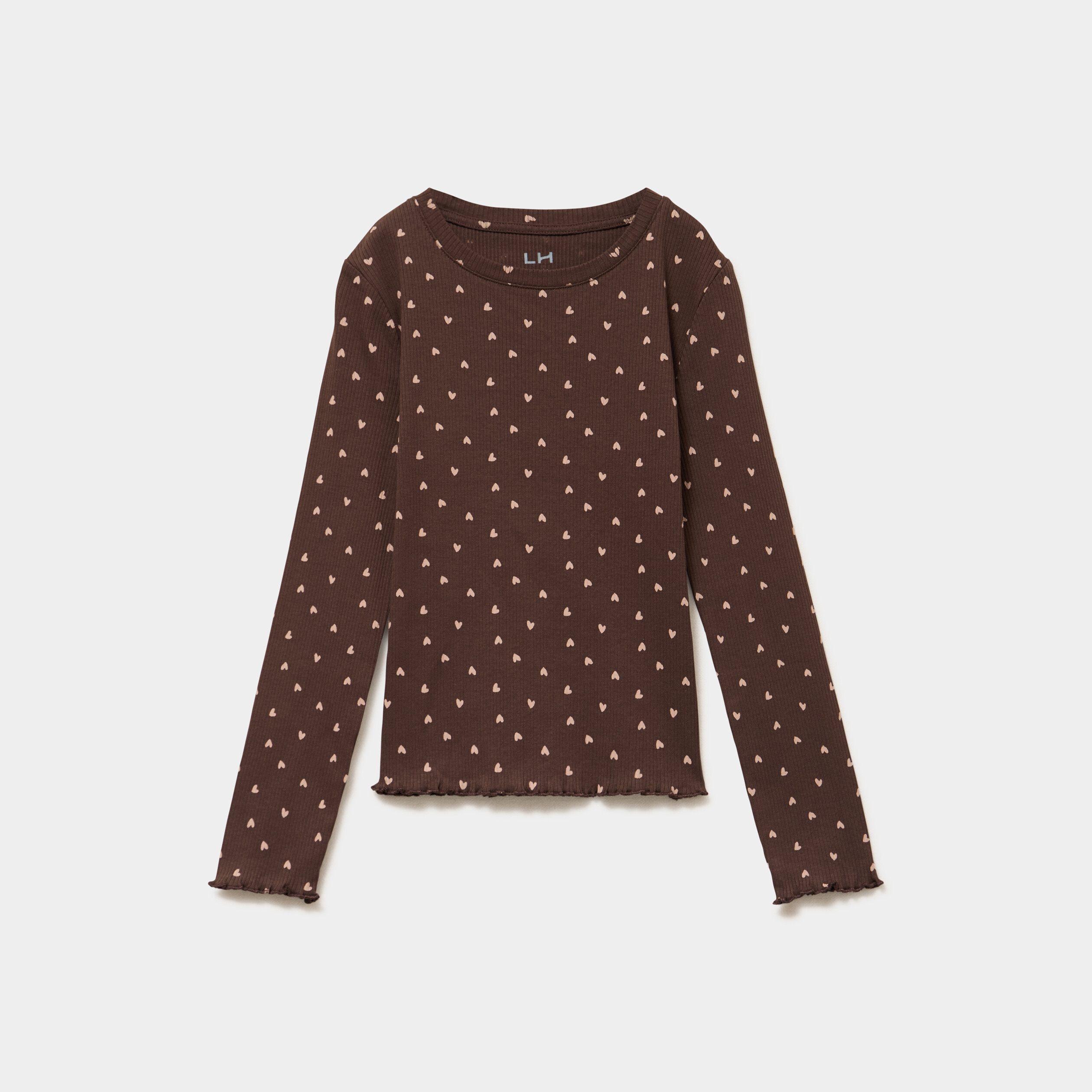 T-shirt c&ocirc;tel&eacute; ajust&eacute; manches longues marron fille