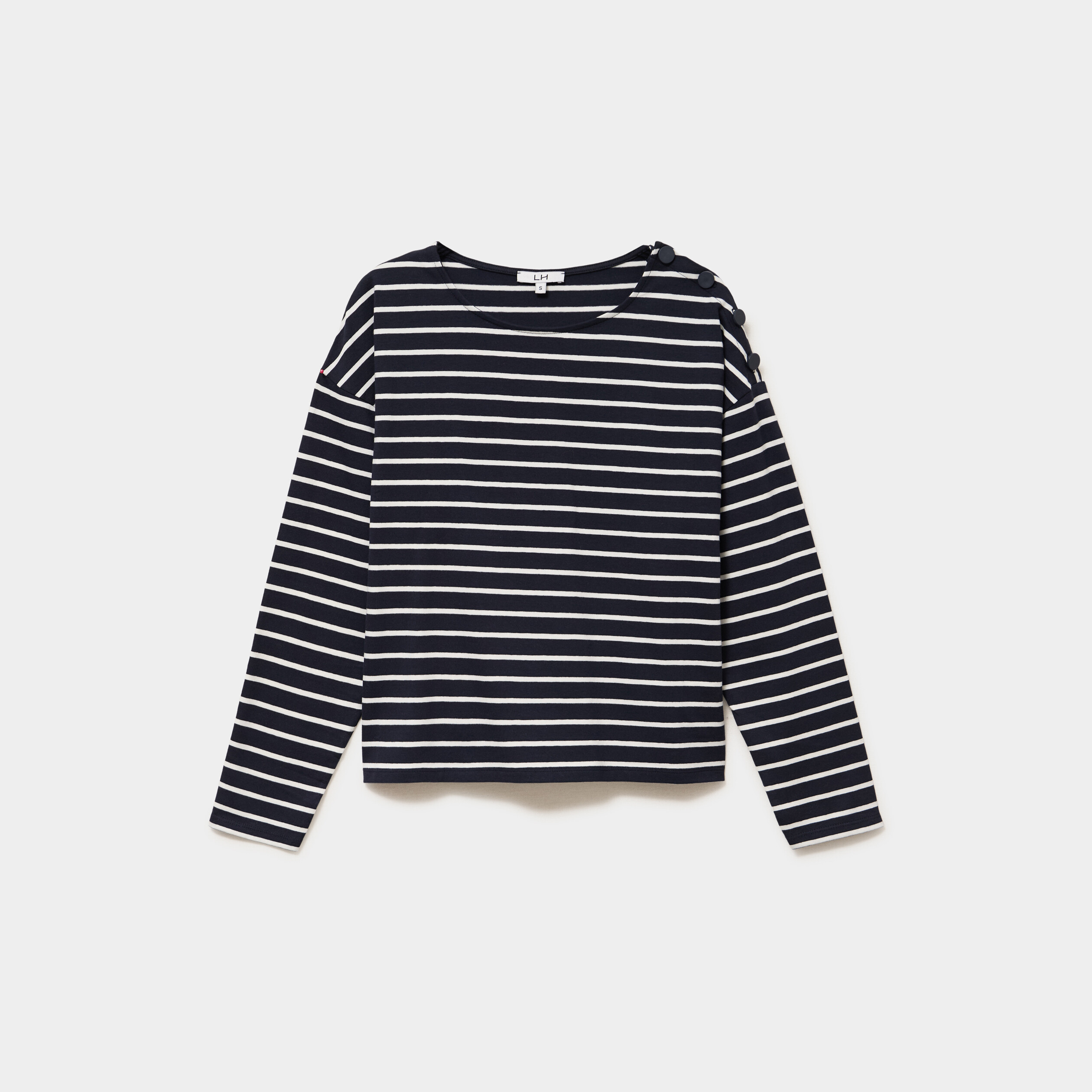 T-shirt marini&egrave;re col rond avec boutons ecru femme