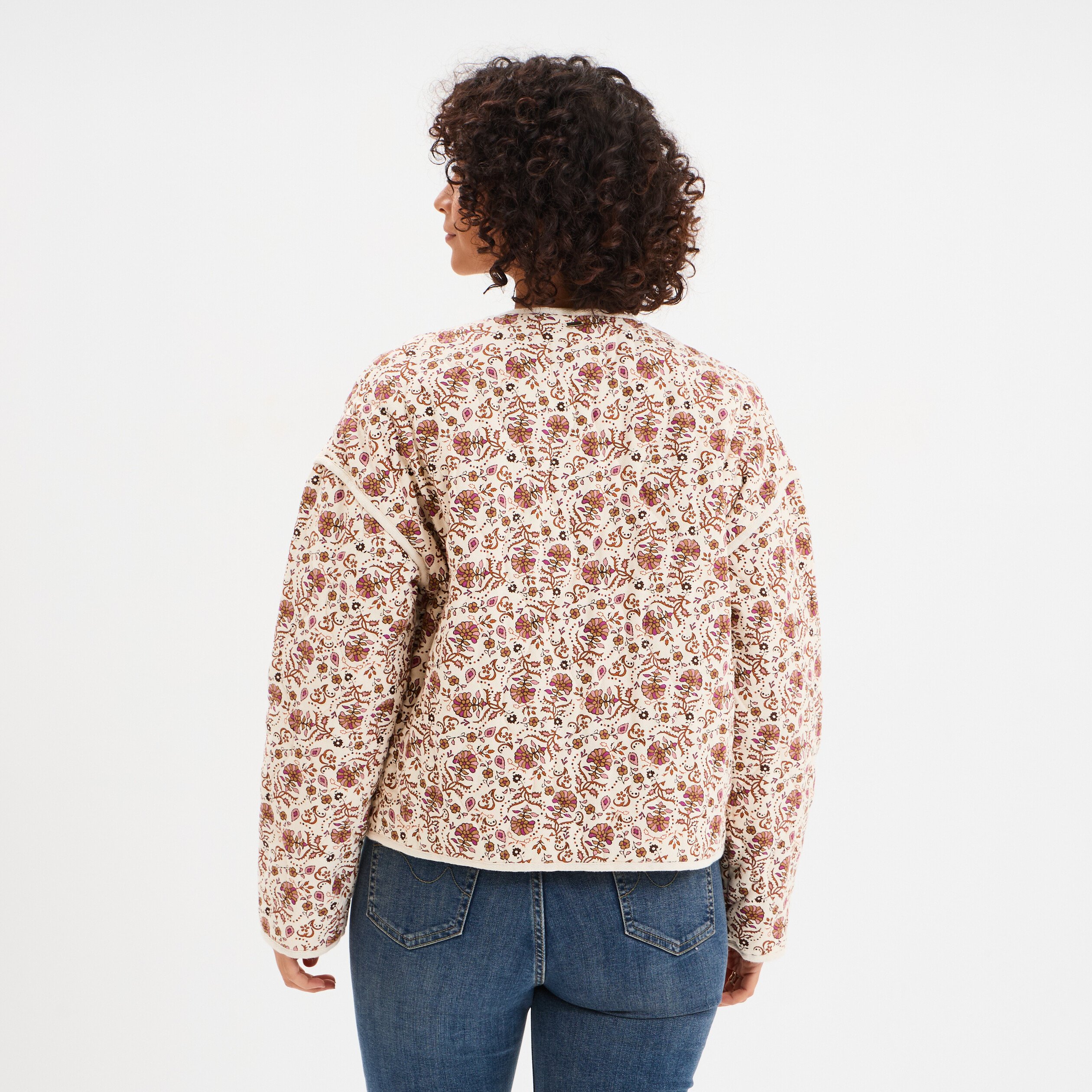 veste matelassee col rond coton blanc femme Veste matelassée col rond coton blanc femme