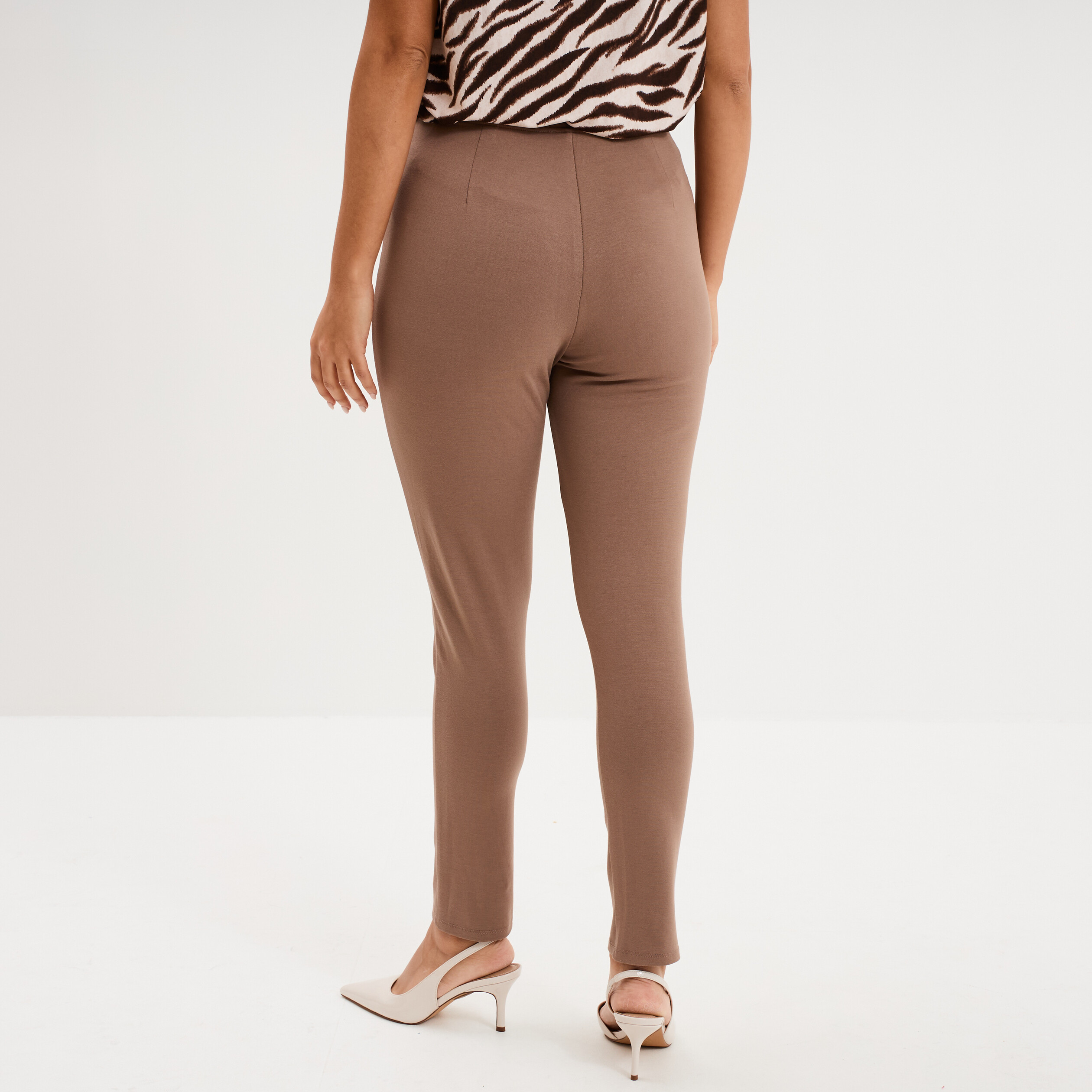 Leggings &agrave; boutons pont marron clair femme