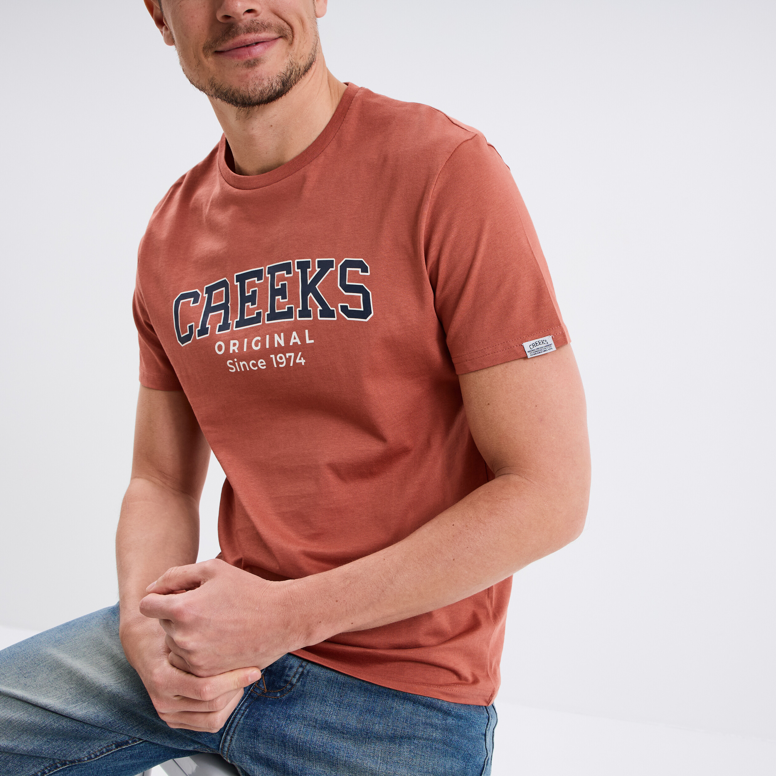 t shirt manches courtes coton vieux rose homme T-shirt manches courtes coton vieux rose homme