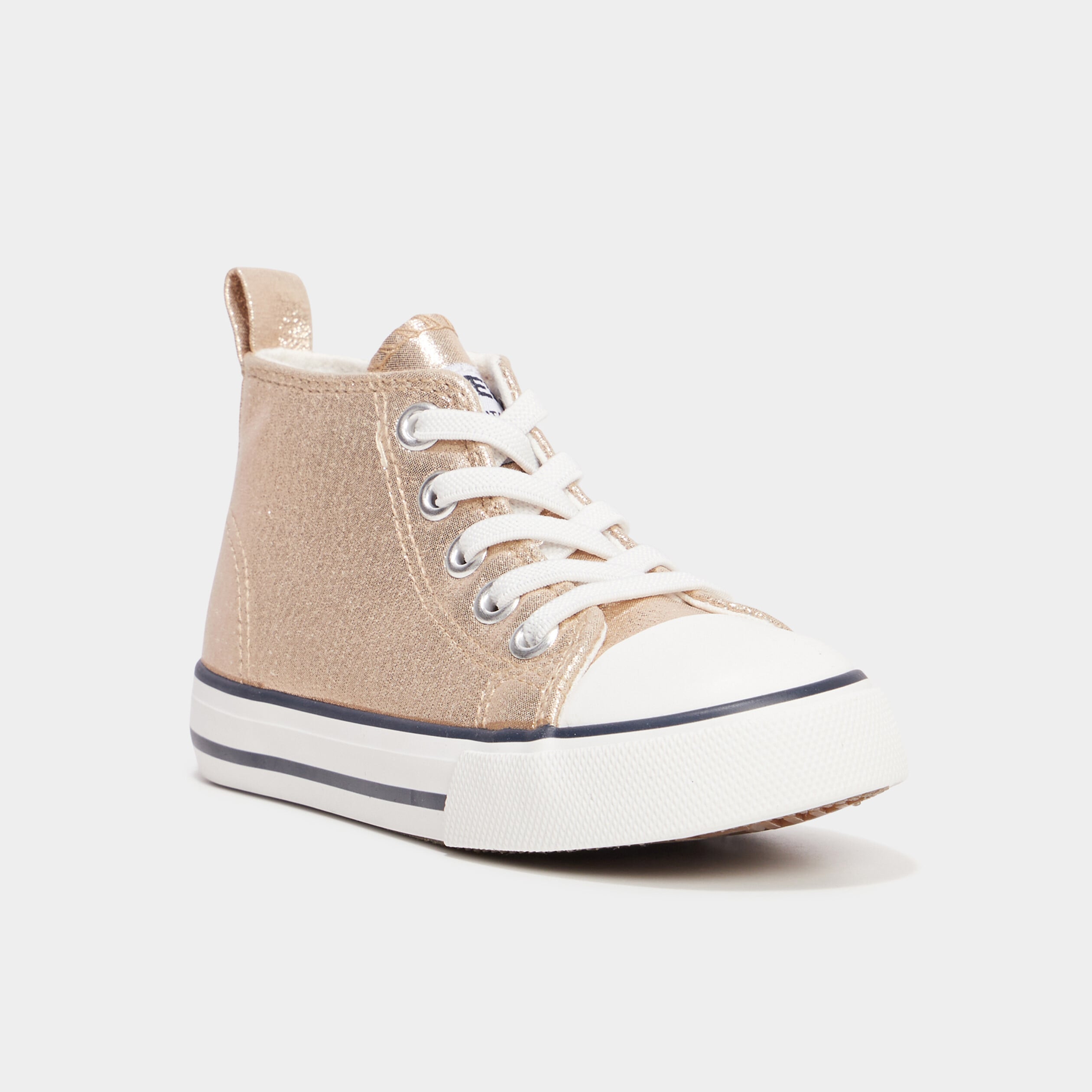Baskets montantes en toile bout renforc&eacute; jaune or fille
