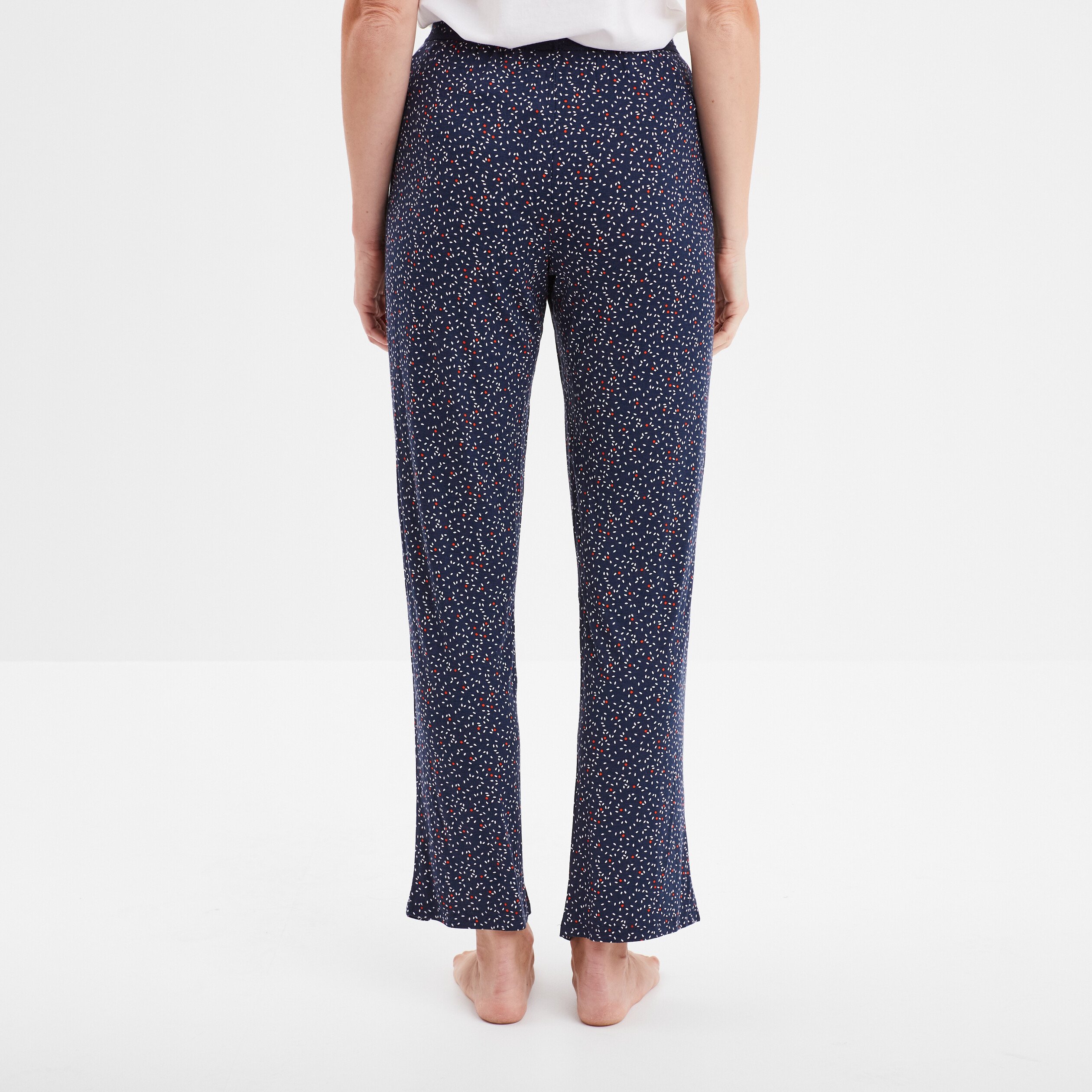 pantalon de pyjama droit fluide bleu marine femme Pantalon de pyjama droit fluide bleu marine femme