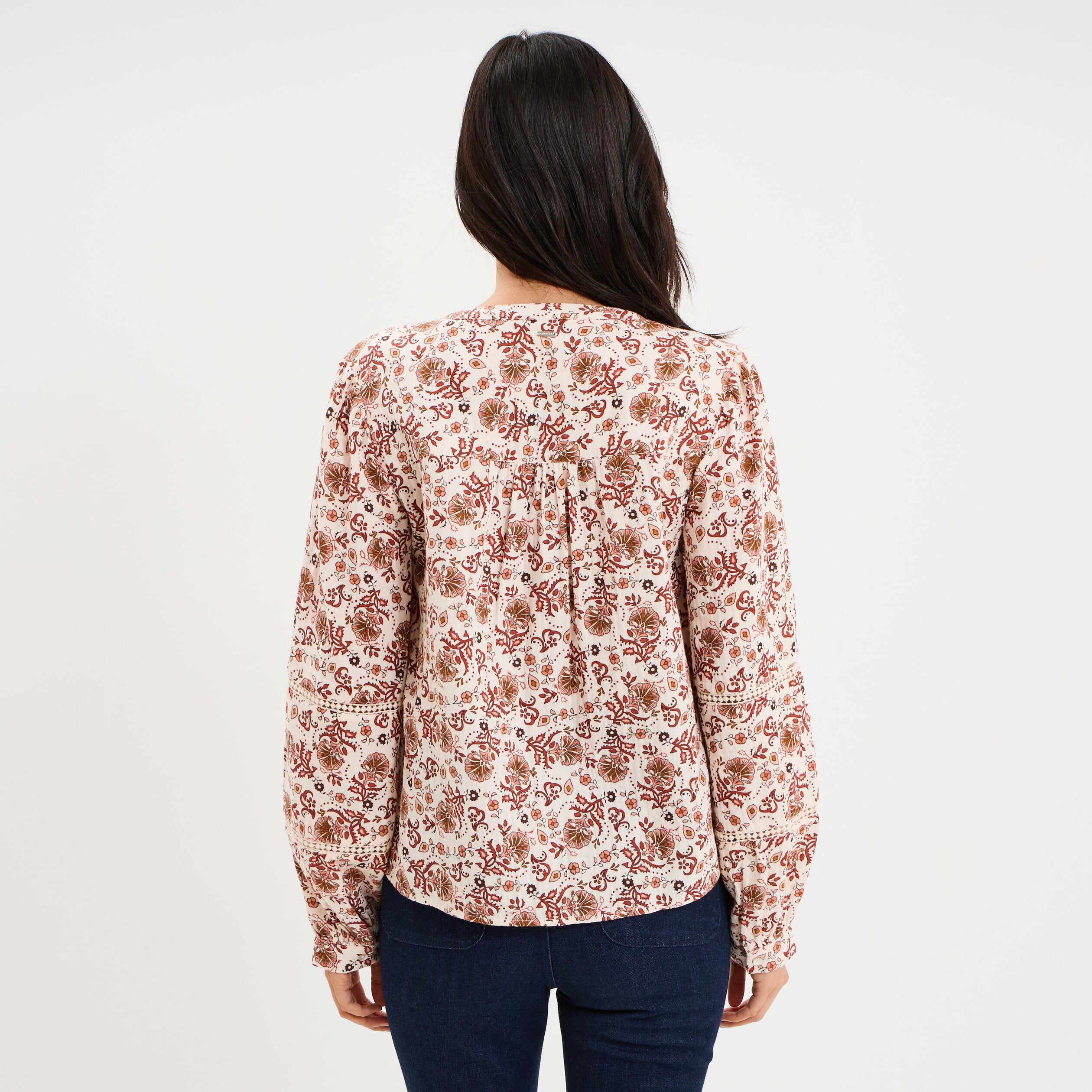 Blouse manches ballons coton ecru femme