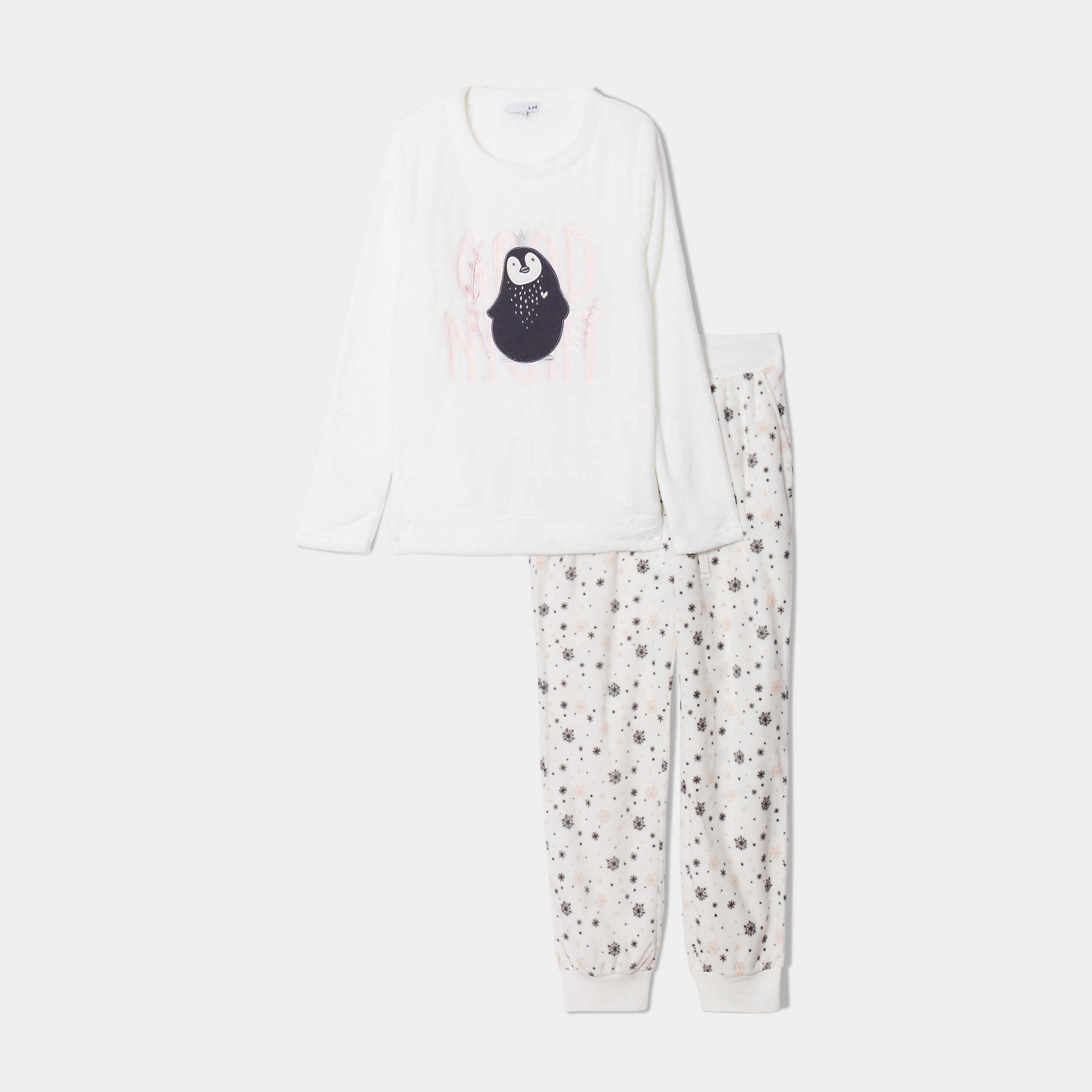 Ensemble pyjama pantalon pilou blanc femme