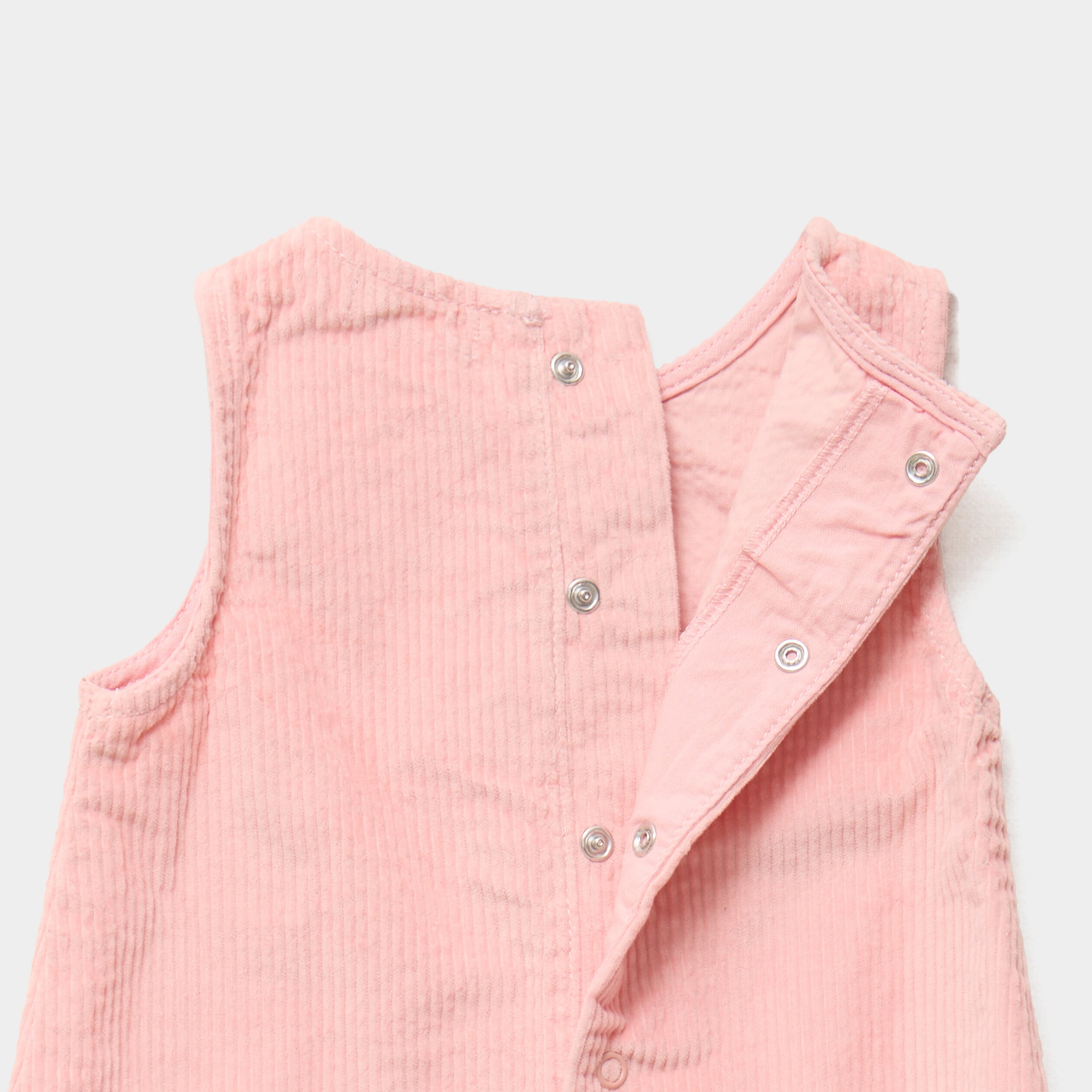 Robe chasuble effet velours c&ocirc;tel&eacute; coton rose poudr&eacute;e b&eacute;b&eacute; fille