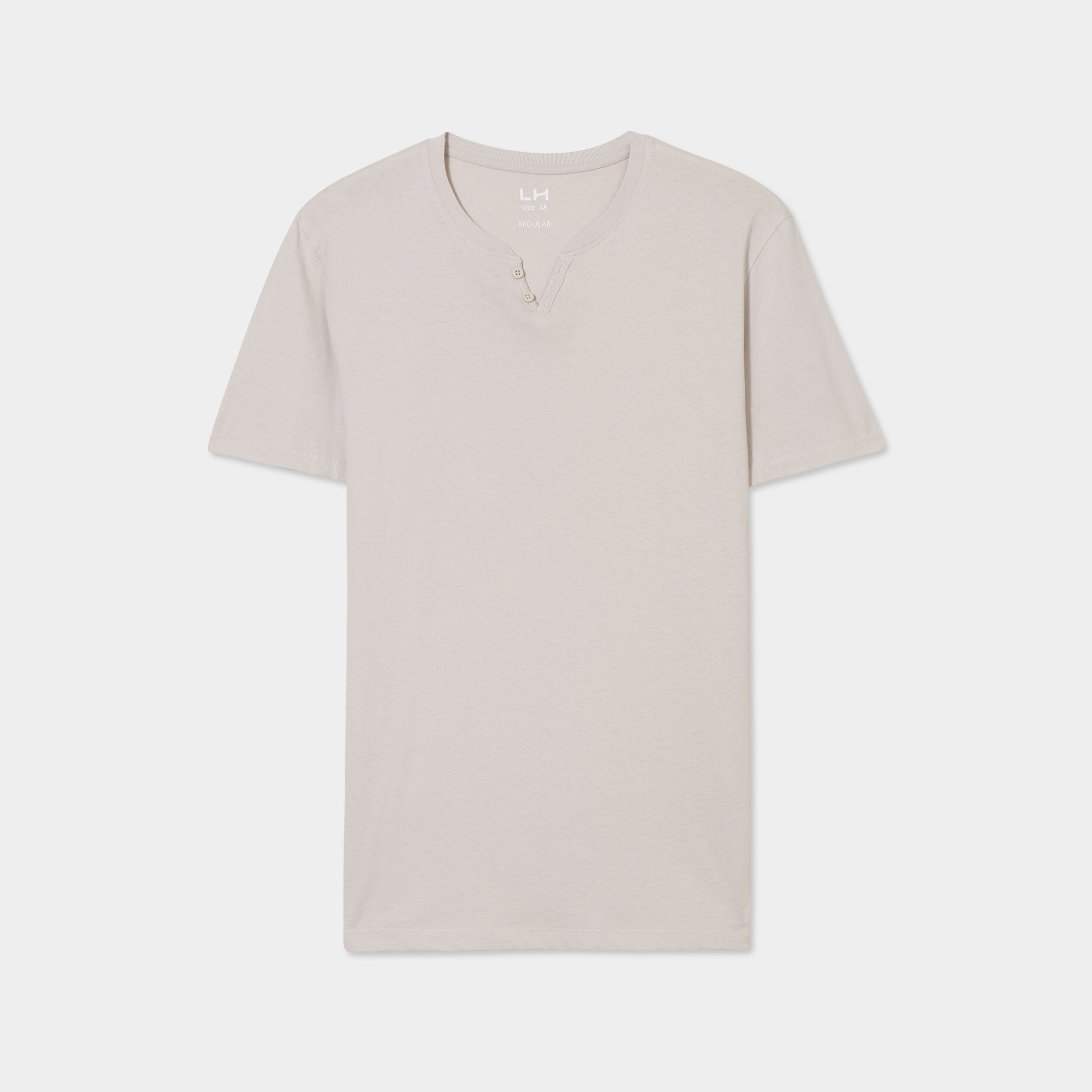 T-shirt manches courtes col tunisien gris clair homme