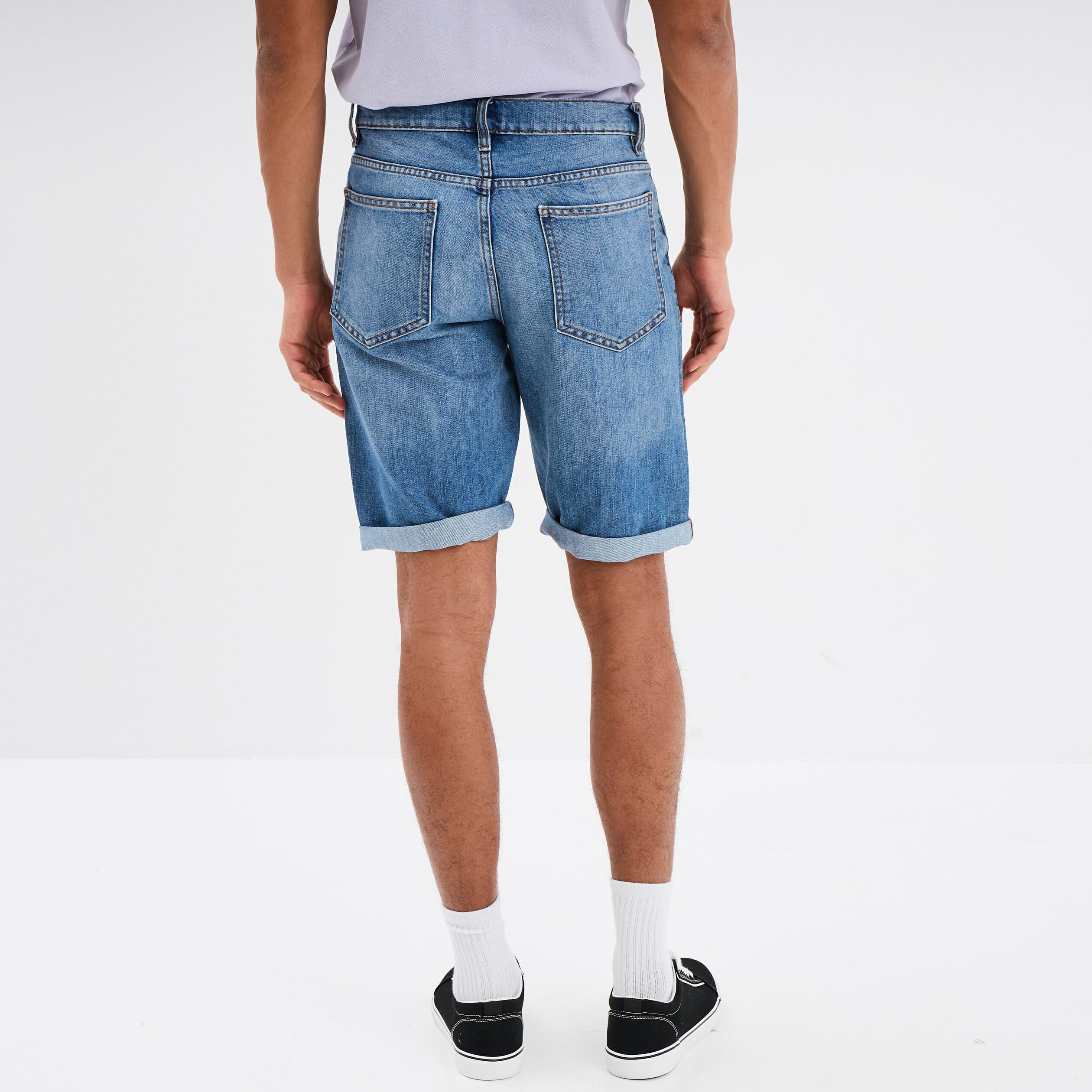 Bermuda short droit en jean denim double stone homme