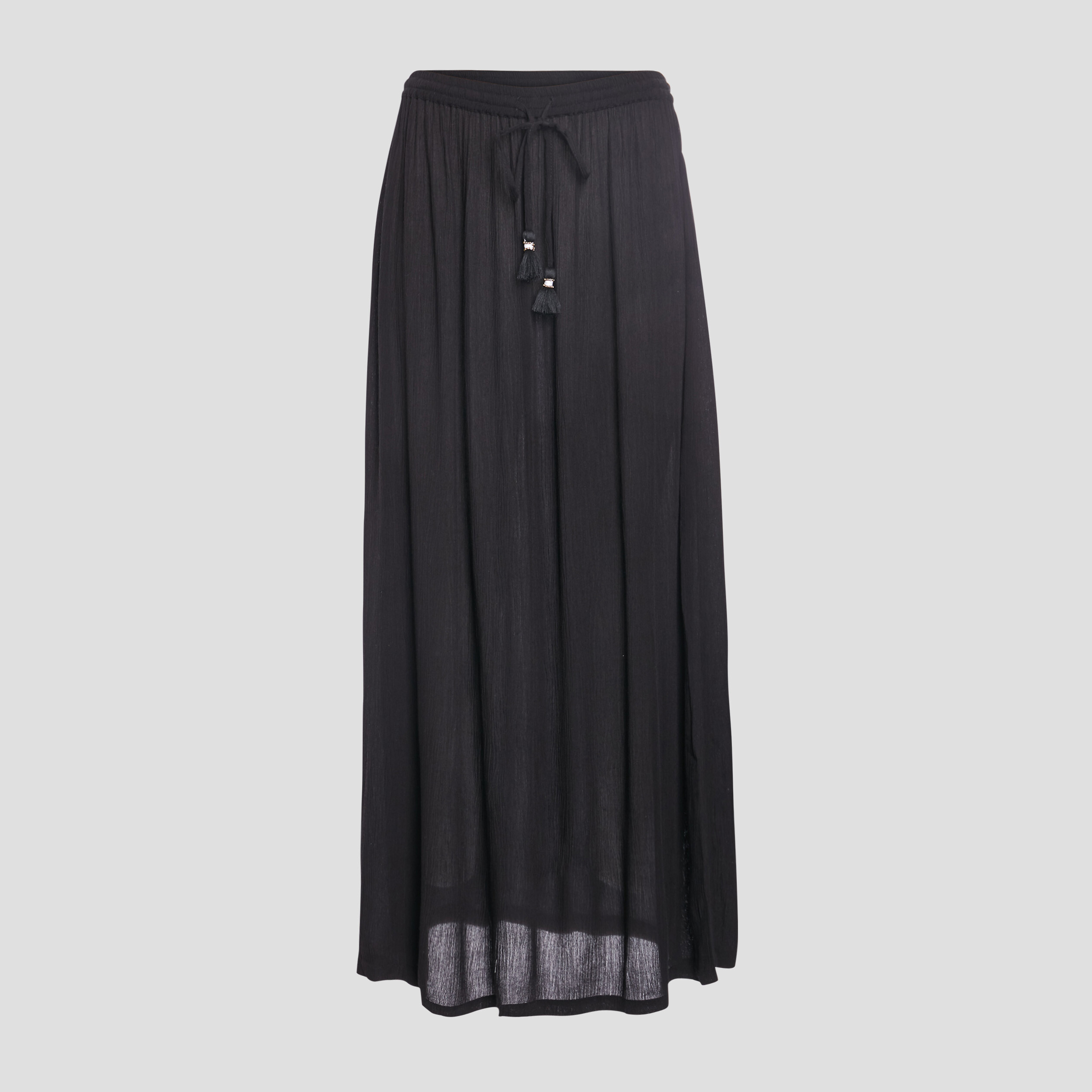 Jupe longue droite fluide noir femme