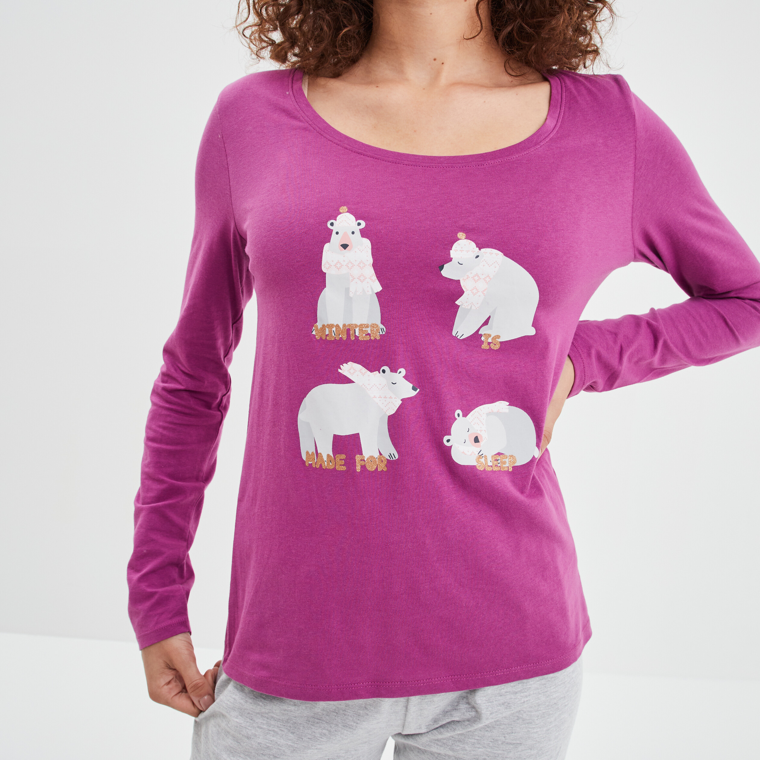 Ensemble pyjama pantalon coton violet femme