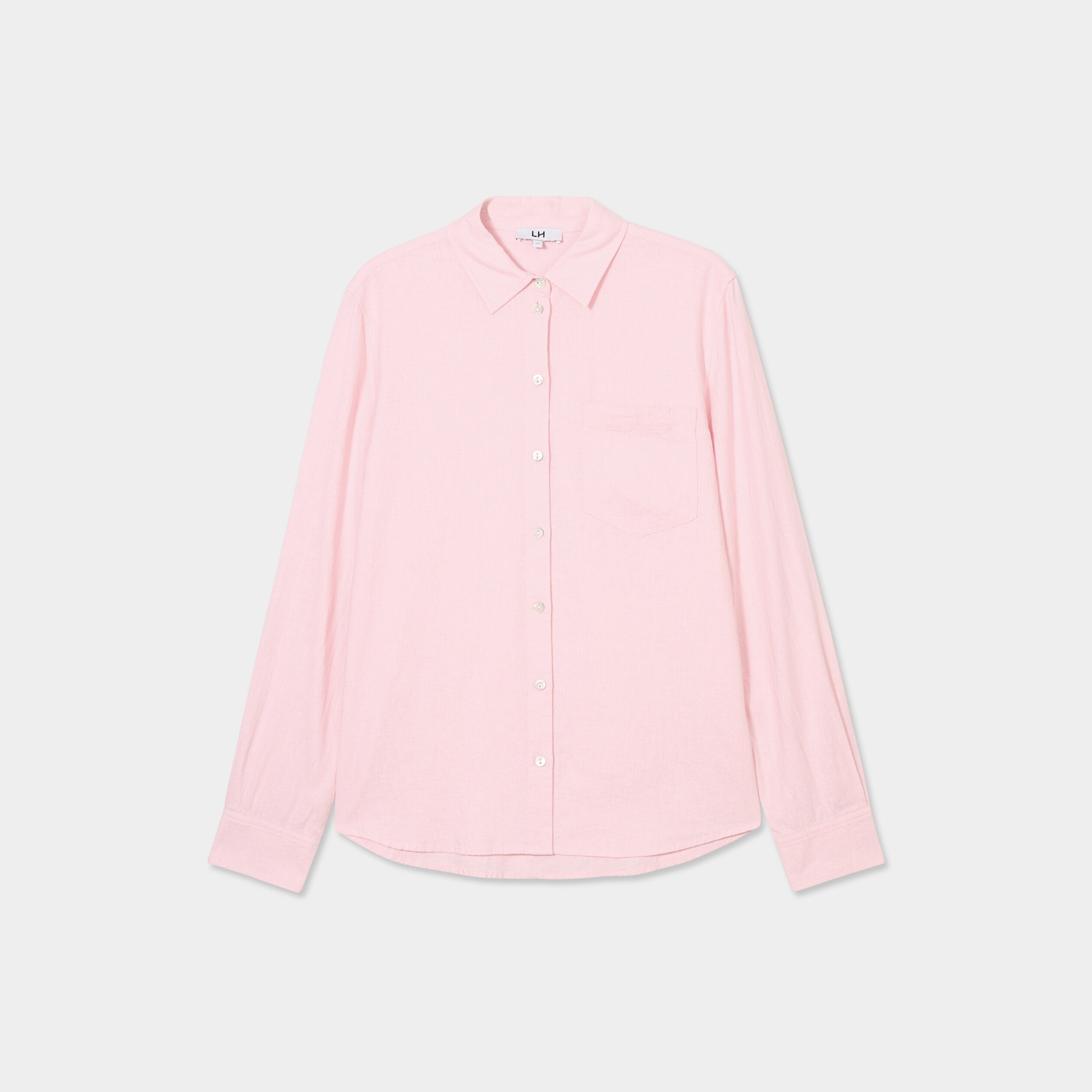 chemise lin melange manches longues rose clair femme Chemise lin mélangé manches longues rose clair femme