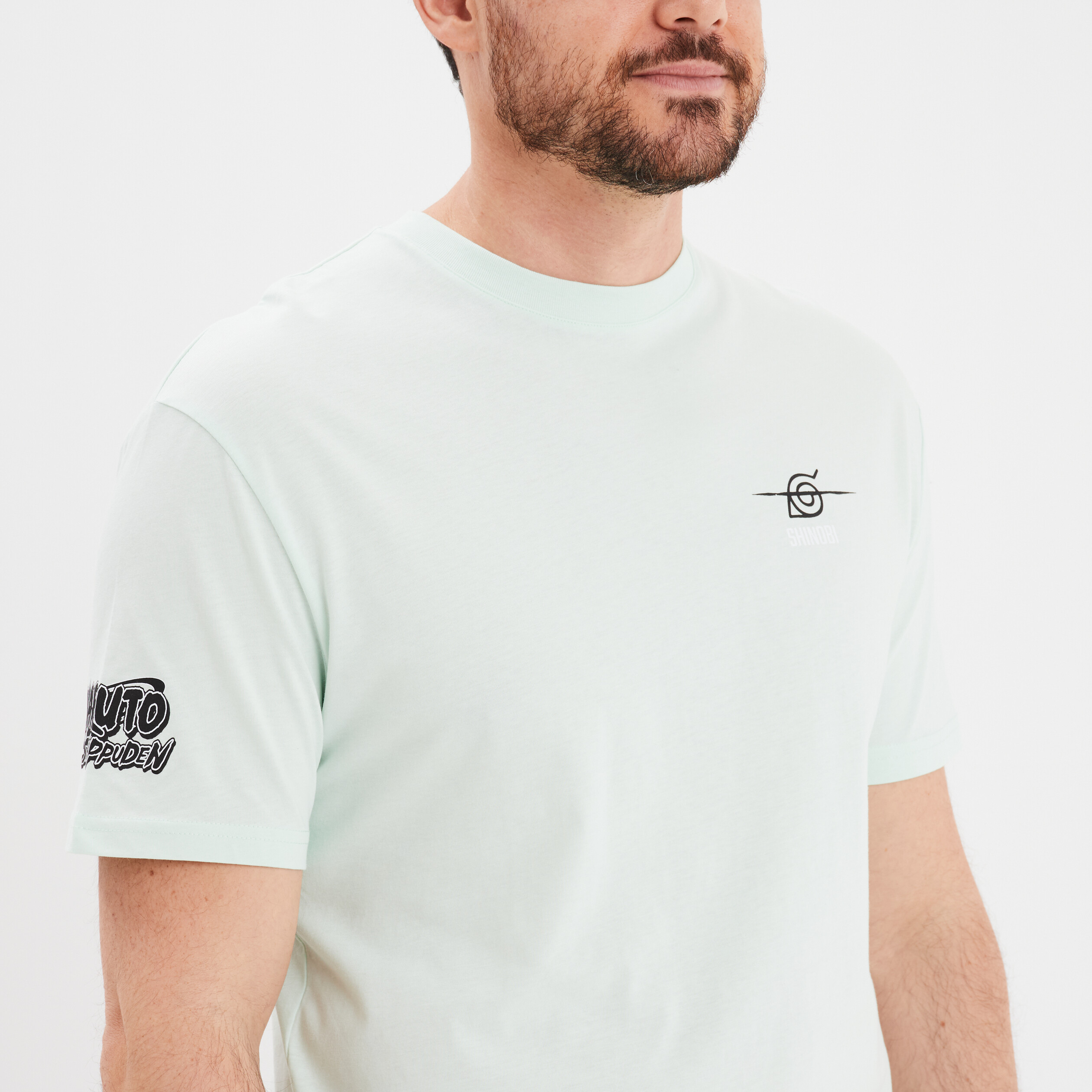 t shirt col rond coton naruto vert emeraude homme T-shirt col rond coton Naruto vert émeraude homme