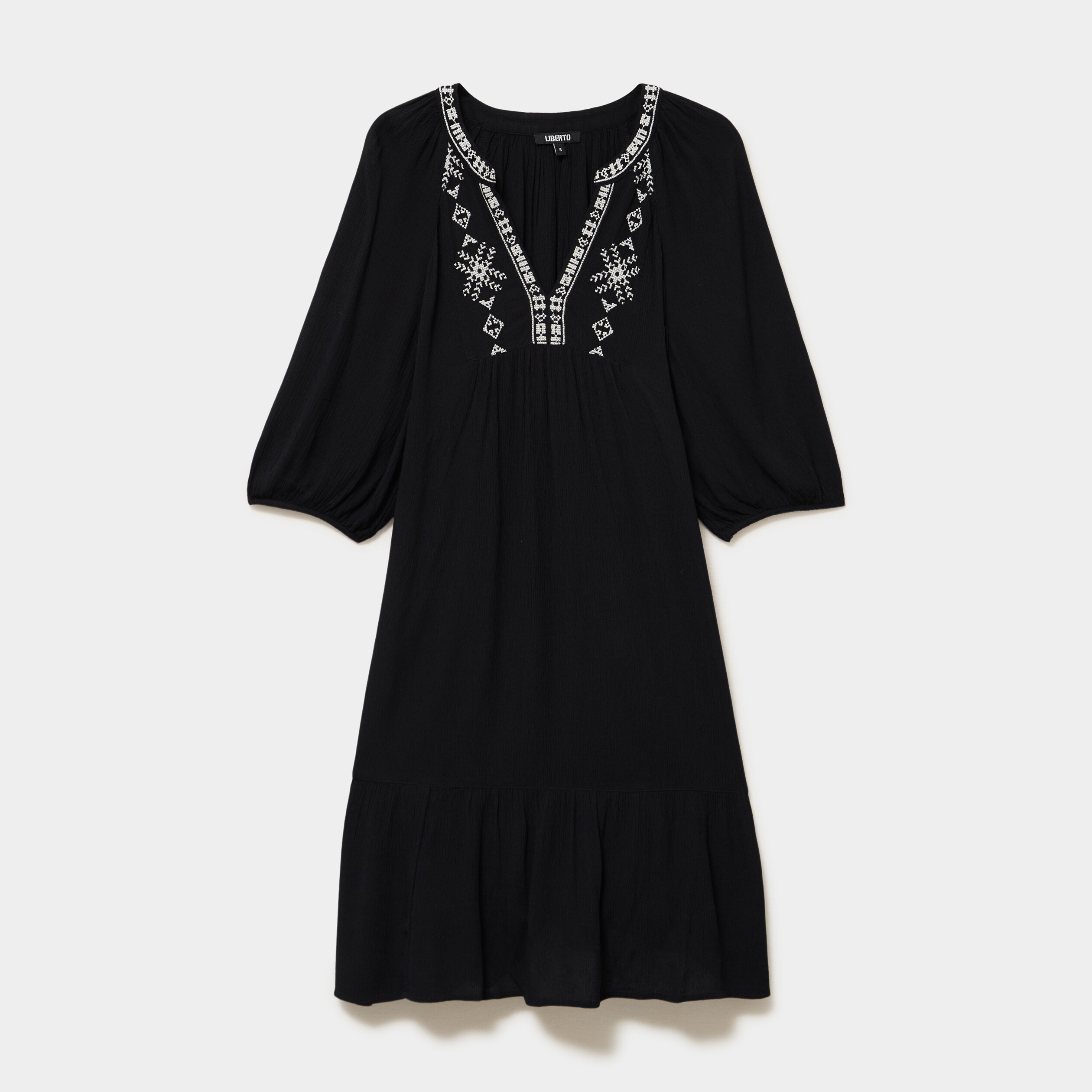 Robe longueur genou avec broderie noir femme