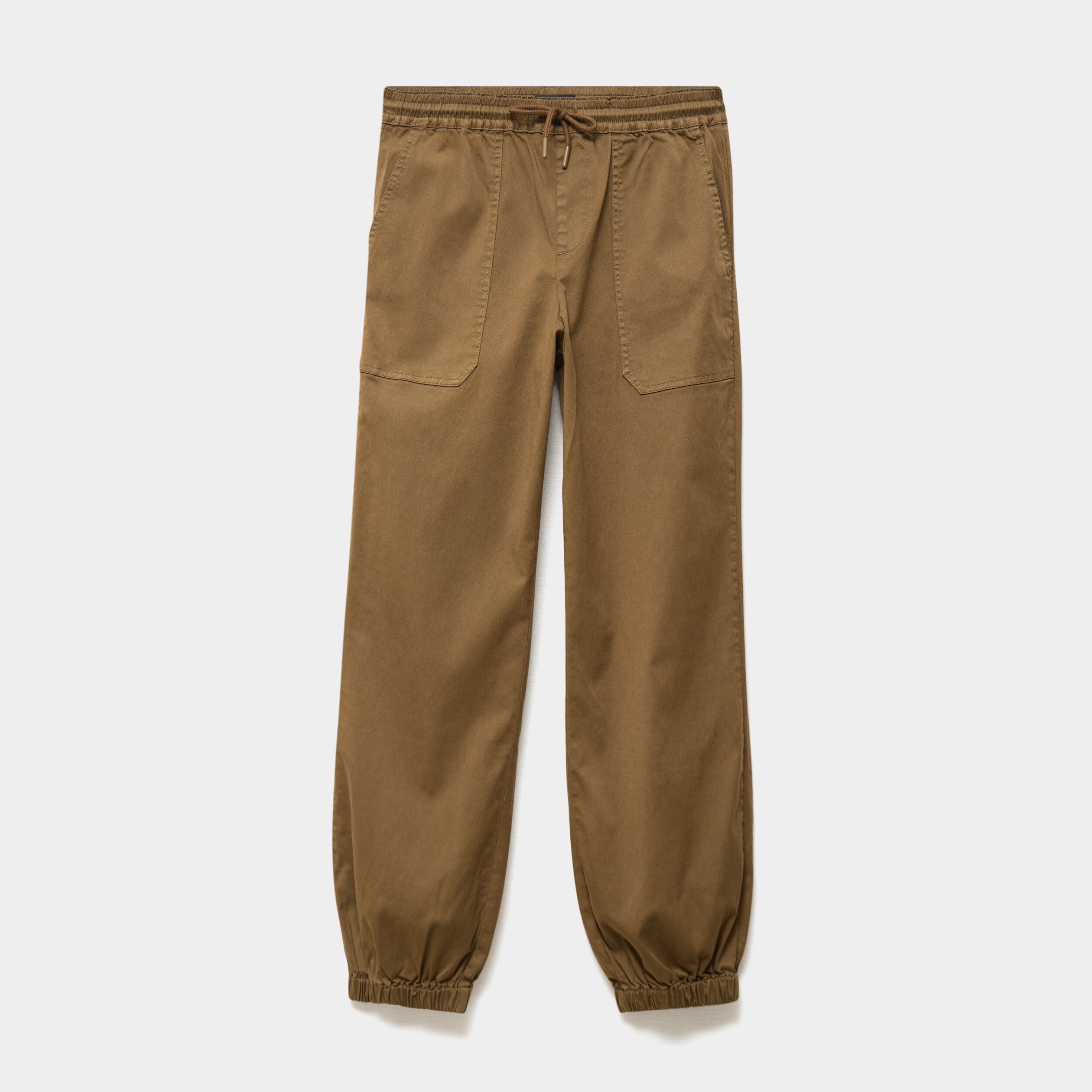 Pantalon molleton cargo droit cropped beige femme