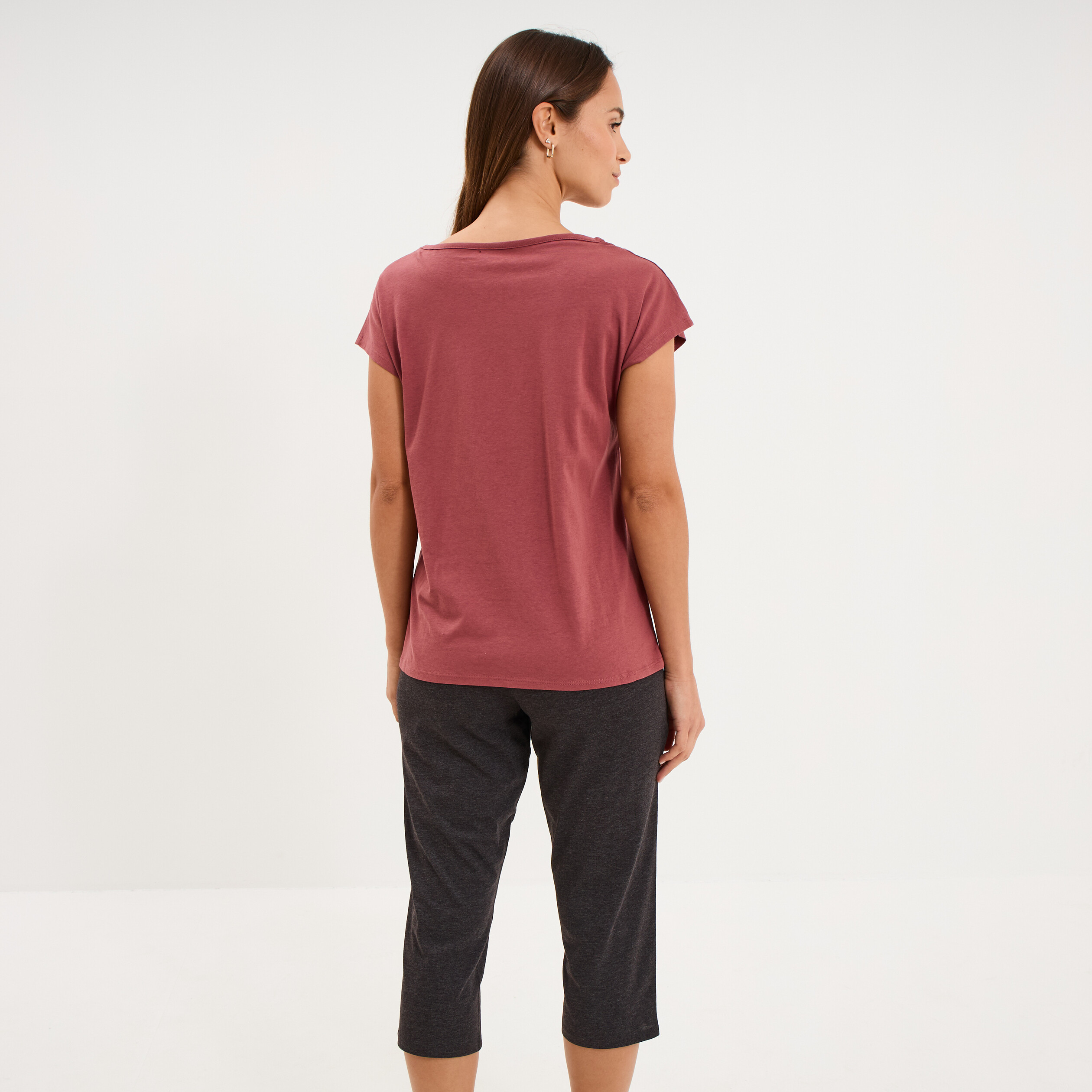 Ensemble pyjama corsaire t-shirt rose framboise femme