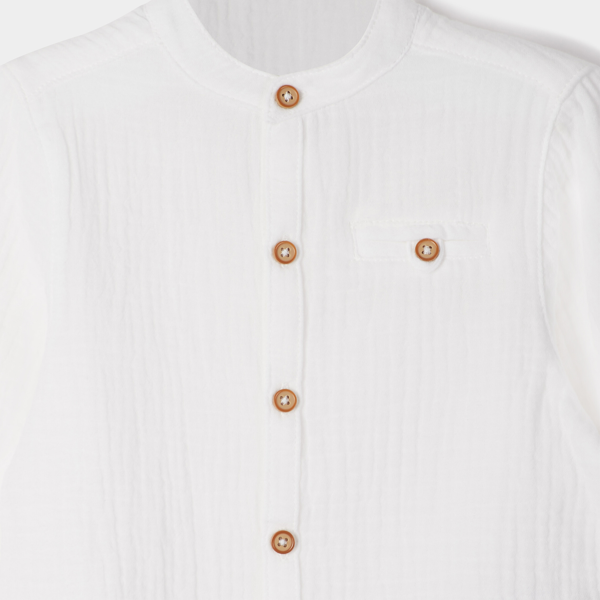 Chemise manches longues col mao coton blanc bébé garçon