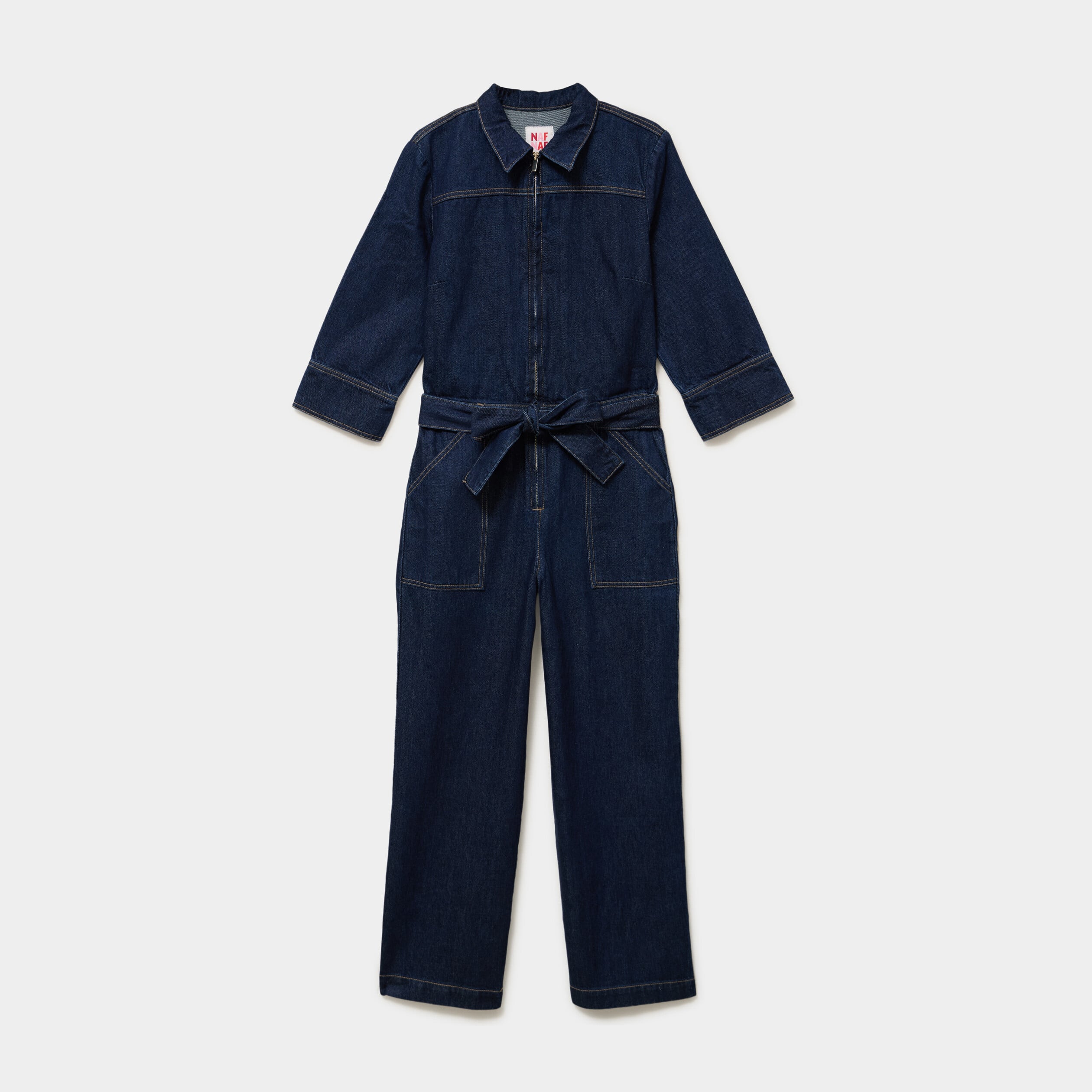 Combinaison pantalon large en jean coton denim brut femme