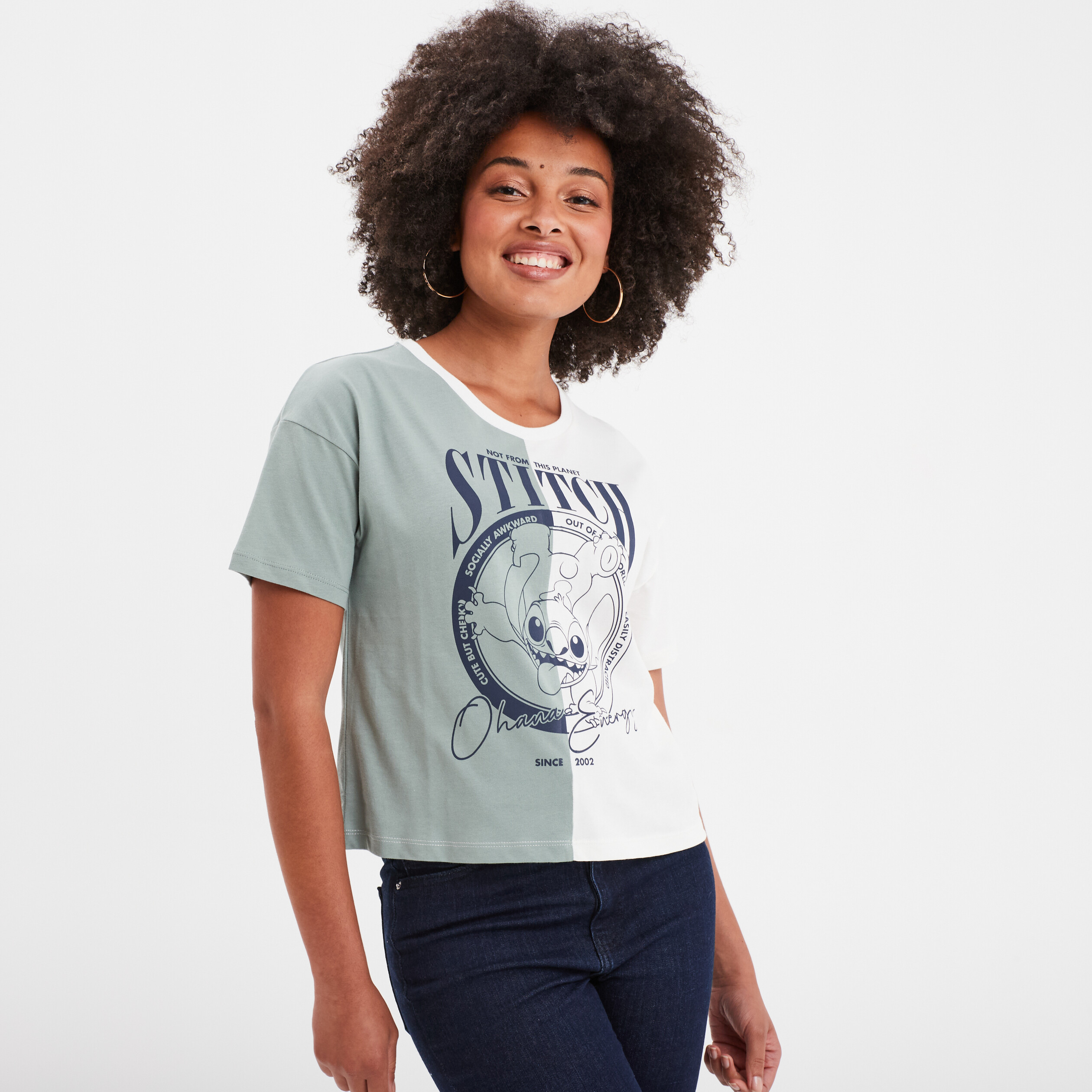 T shirt manches courtes coton Stitch multicolore femme